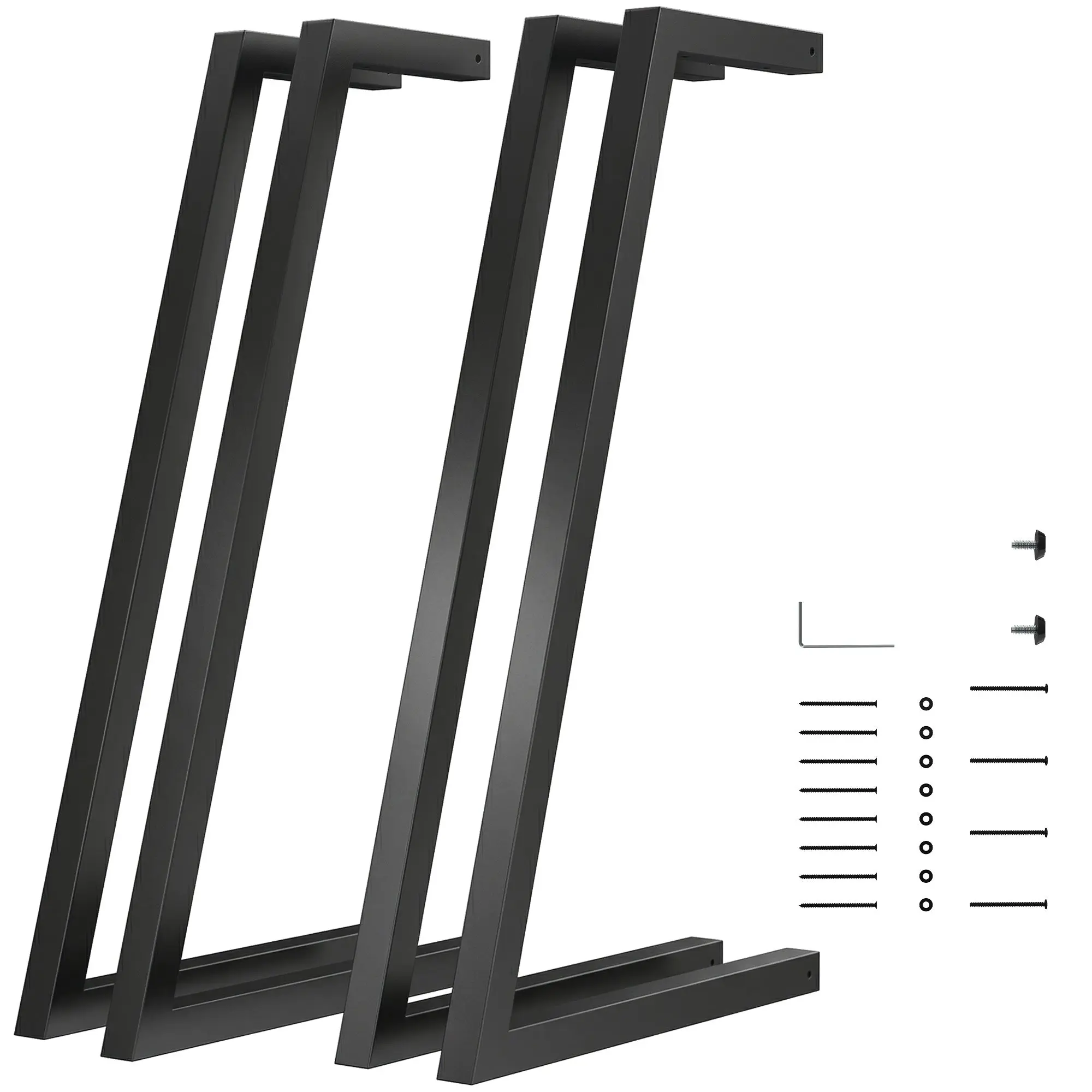 Steel Table Legs, Set of 4 with Adjustable Feet and Screws for Dining Table/Bench, 43×3×72 cm (16.93×1.18×28.35 in), Black