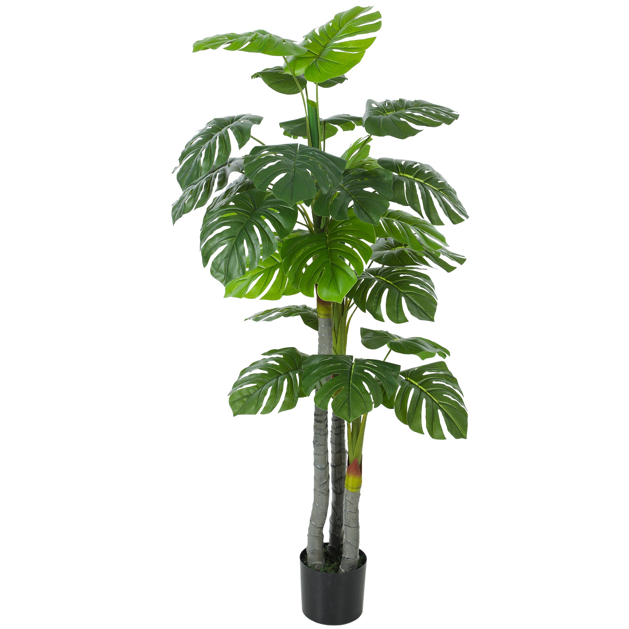 HOMCOM Arbre Monstera artificiel 1,5 m — Tronc et branches réalistes, 20 grandes feuilles, pot inclus