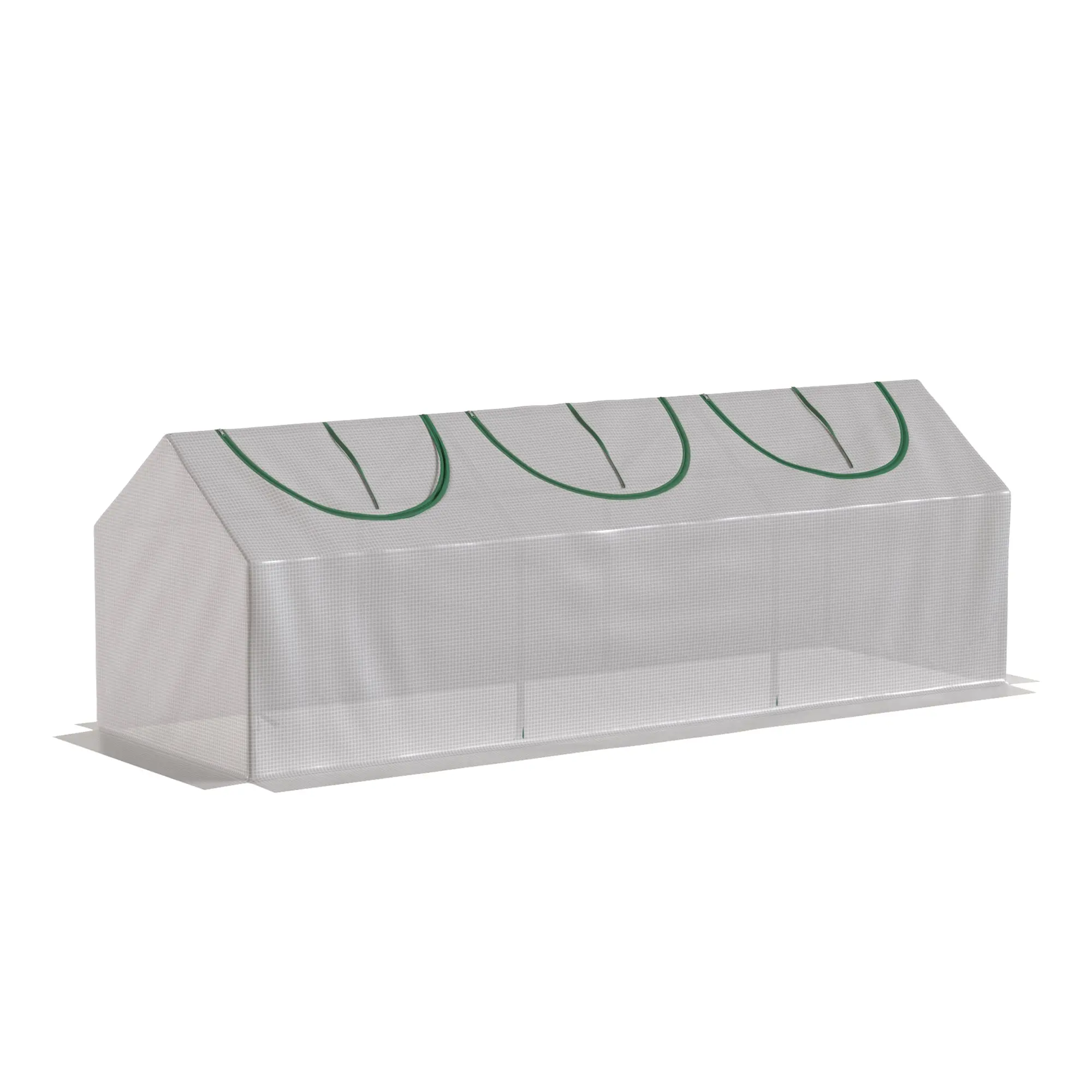 Mini Garden Greenhouse — 3 Roll-Up Windows, PE Cover, Steel Frame, 180 x 60 x 60 cm (71 x 24 x 24 in) — White