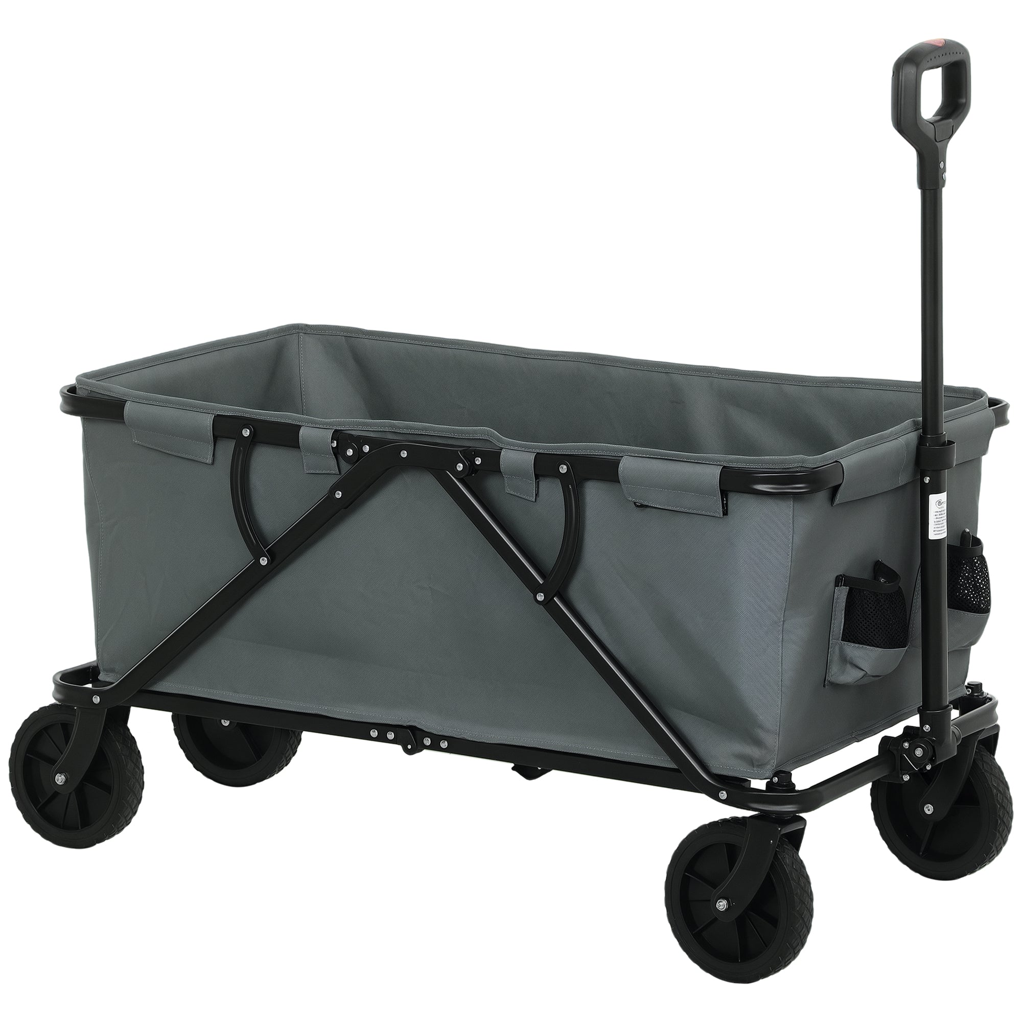 Outsunny dārza ratiņi ar 120 kg kravas ietilpību, saliekamais transporta ratiņš ar noņemamu pārklāju, rokturi, riteņiem, stūres asi, grozs dārza ratiņiem 160 litru aprīkojuma ratiņš mājas dārzam, Tumš