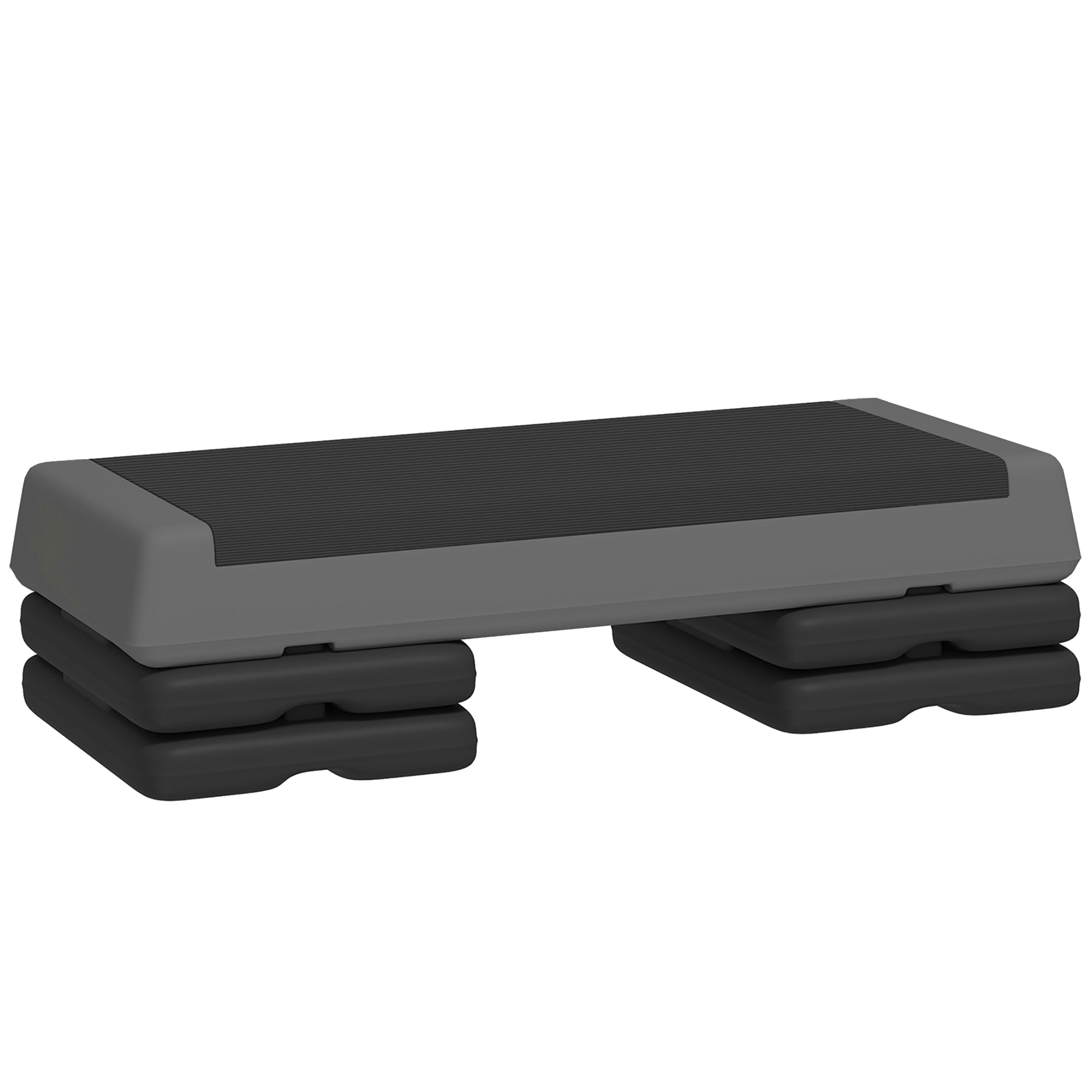 SPORTNOW Aerobni Stepper, Nastavljiva Step Plošča 10,5/15,5/20,5 cm, Protizdrsna, za Dom, Fitnes Studio, Pisarno, Plastika, Siva