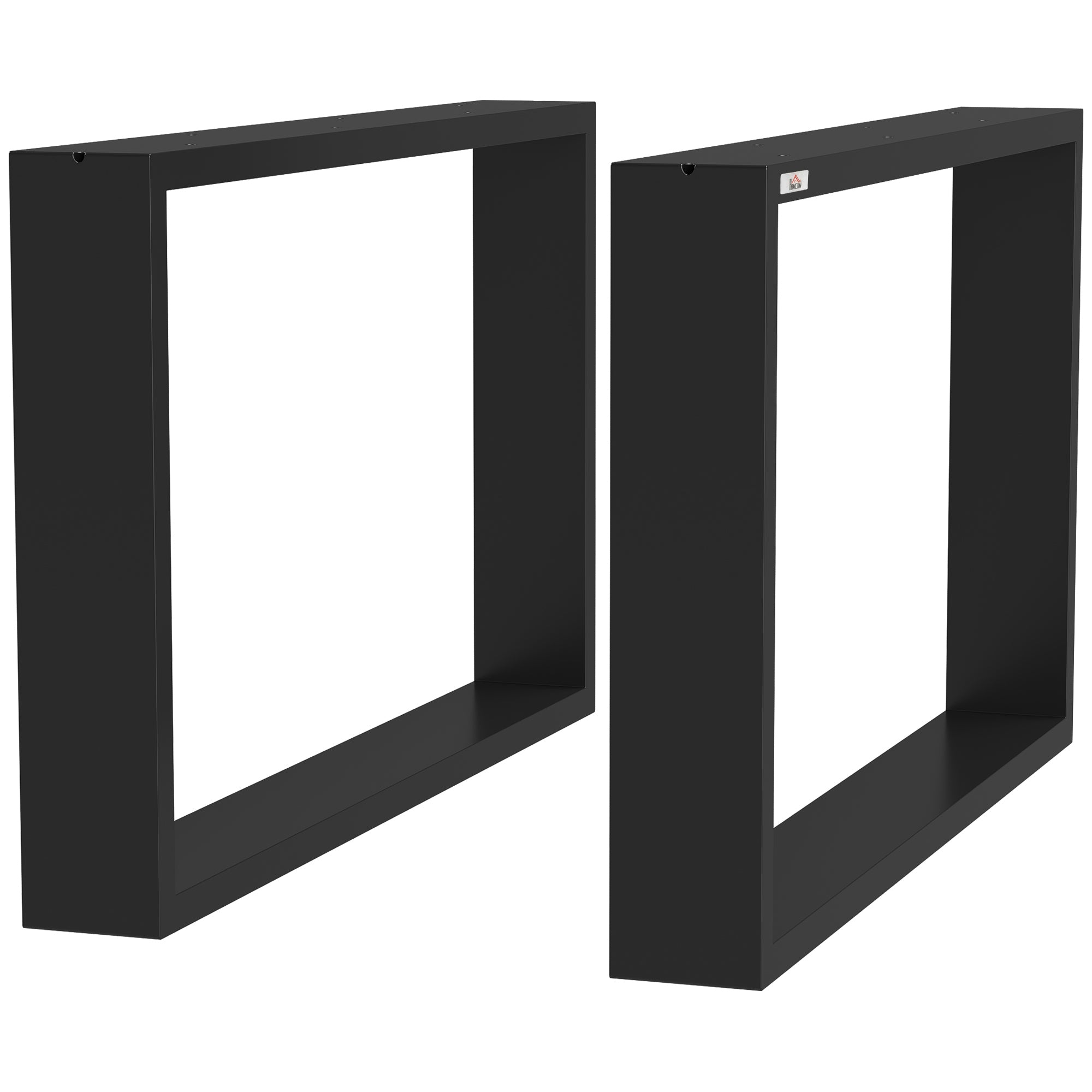 HOMCOM Комплект от 2 стоманени крака за маса 70x41 см Правоъгълни крака за DIY мебели Индустриален стил с винтове и защитни подложки Черен