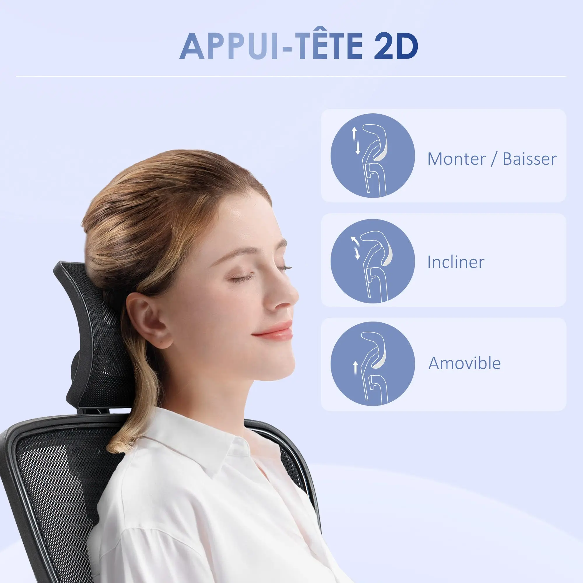 Office Chair, Office Chair, Adjustable Headrest and Armrests, Tiltable Ergonomic Backrest, Height Adjustable Seat, Swivel, Breathable Mesh Fabric, Black