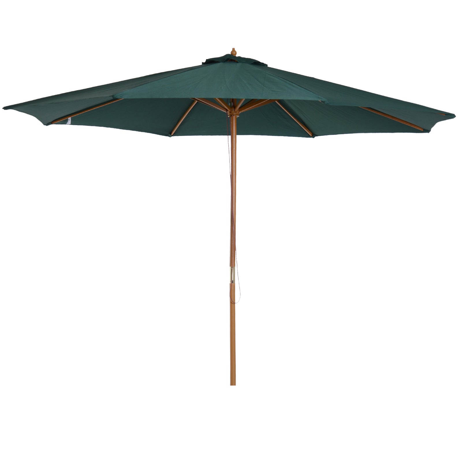 Umbrella ?300x250 cm Parasol with Wooden Pole and Pulley System of 8 Ribs with Fixing for Garden Patio Terrace Green