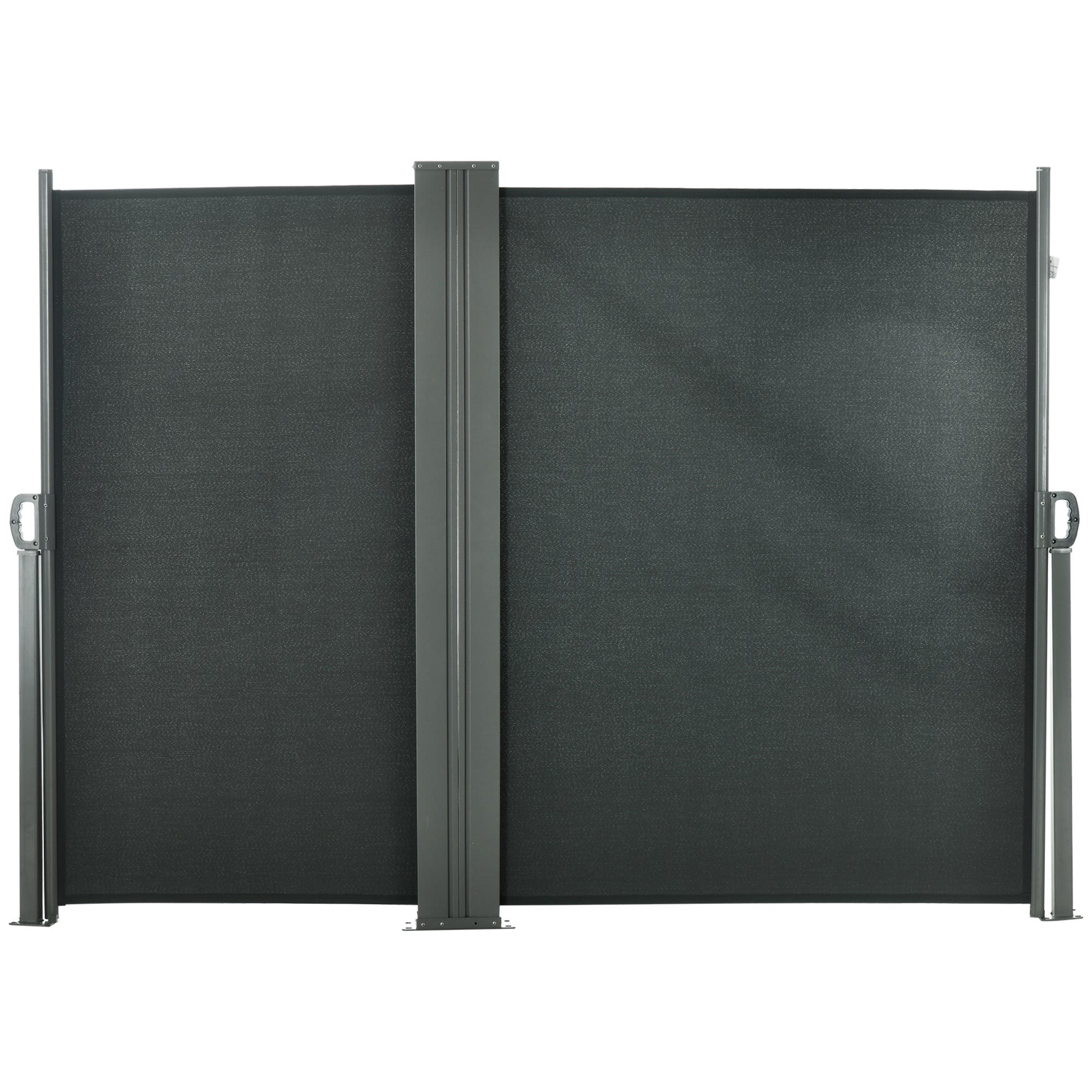 Retractable Side Awning Privacy Screen 6 x 1.8 m, Double-Sided Outdoor Windbreak PU-coated Anti-UV Polyester Fabric, Grey