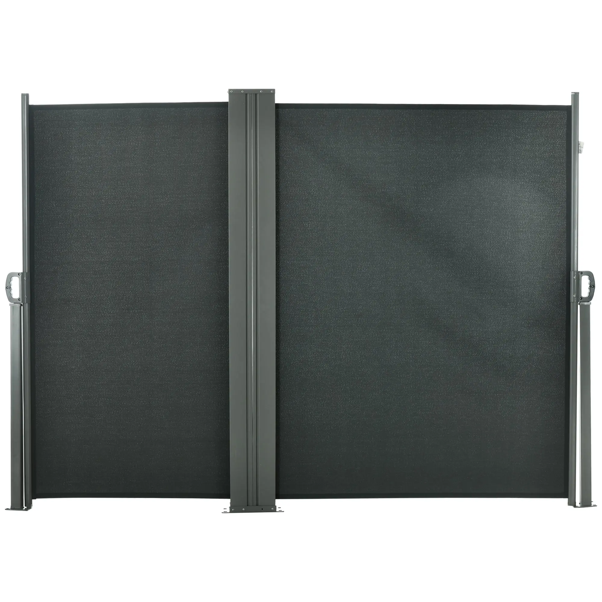 Retractable Side Awning Privacy Screen 6 x 1.8 m, Double-Sided Outdoor Windbreak PU-coated Anti-UV Polyester Fabric, Grey