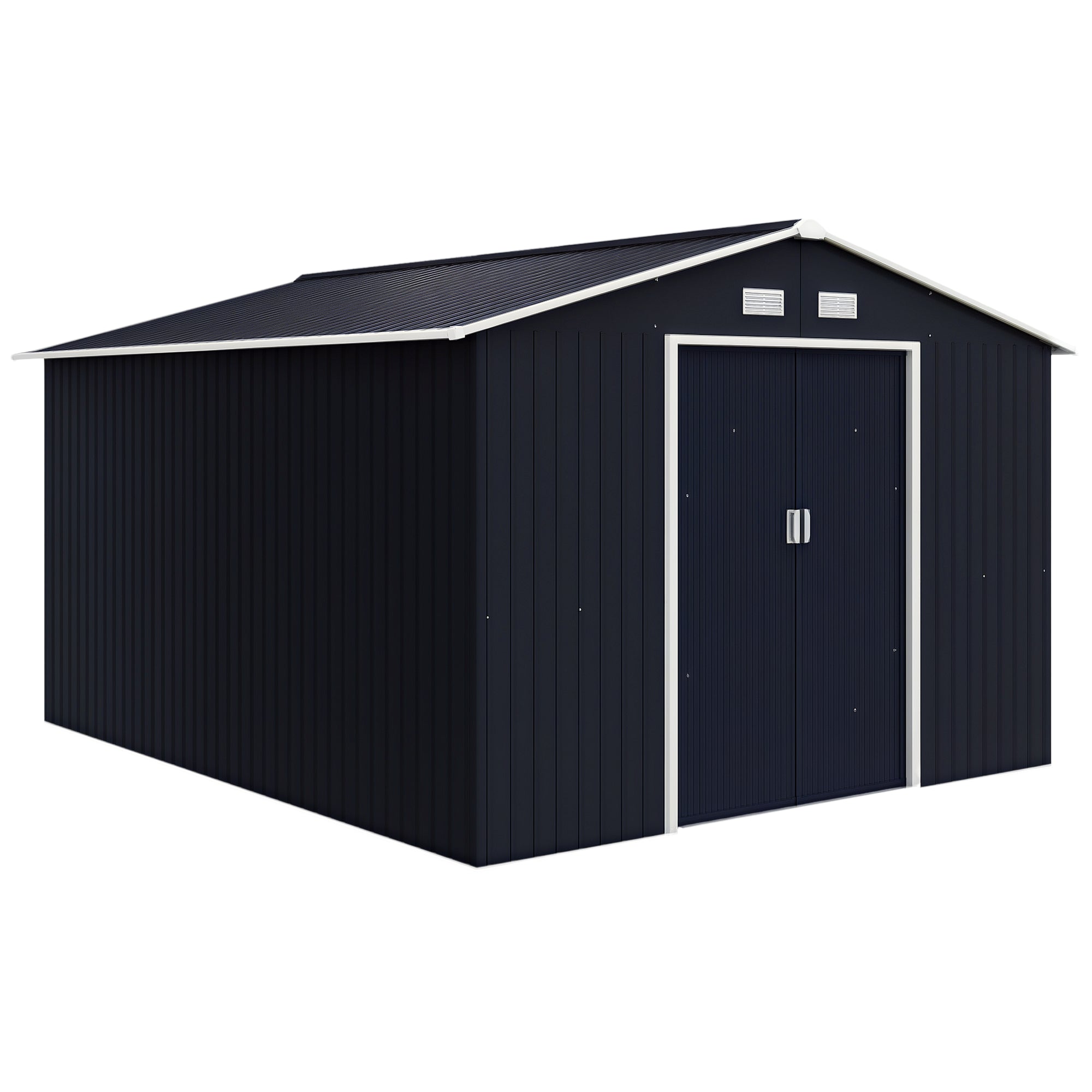 Garden Shed Outdoor 8.3 m? 277x322x192 cm Outdoor Garden Shed with Sliding Door Sloping Roof Reinforced Base (Floor NOT Included) and 4 Windows Gray