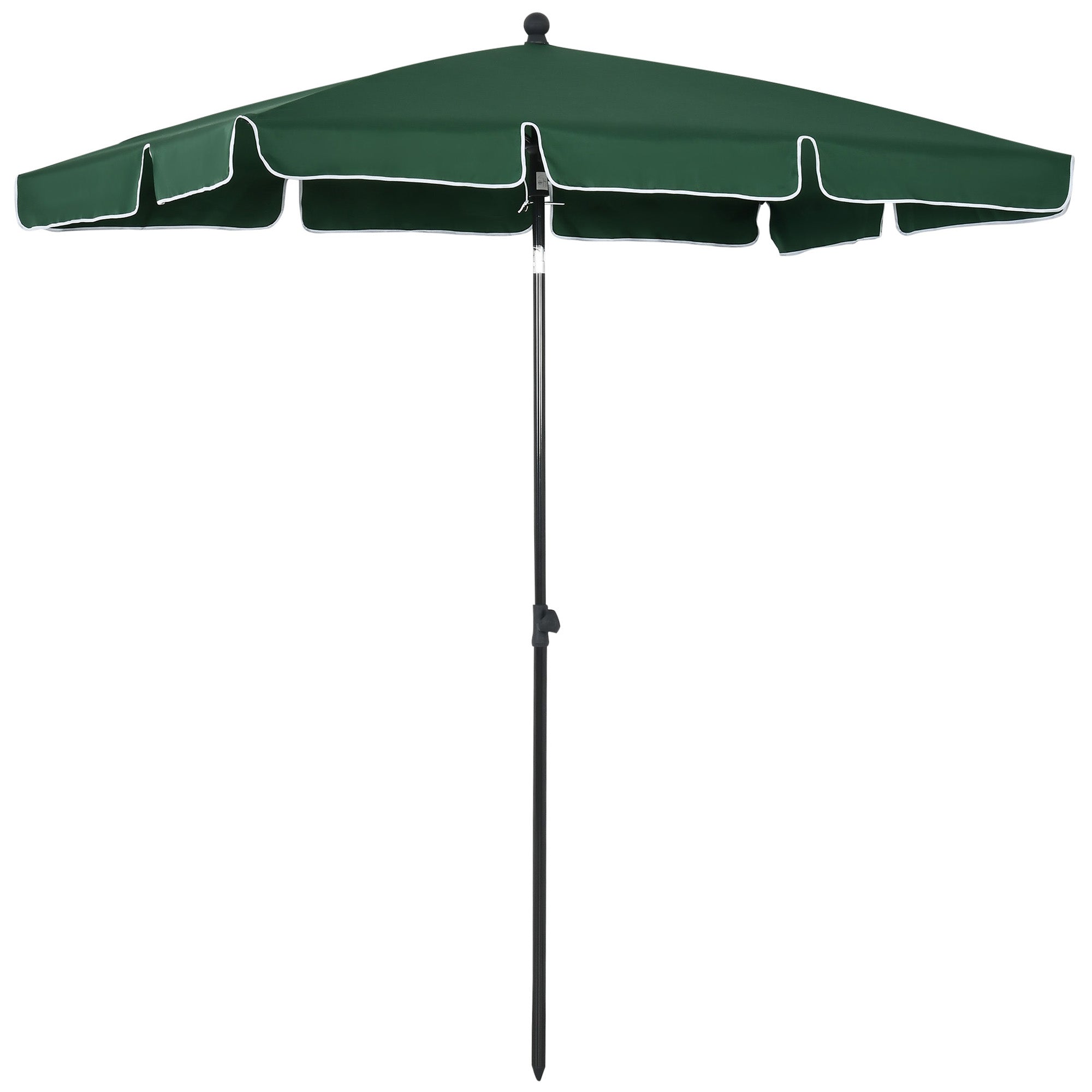 Outsunny aluminijska vrtna suncobran 198x130x245 cm pravokutni vrtni parasol s nagibnom funkcijom za terasu, patio i vanjske prostore - Zelena