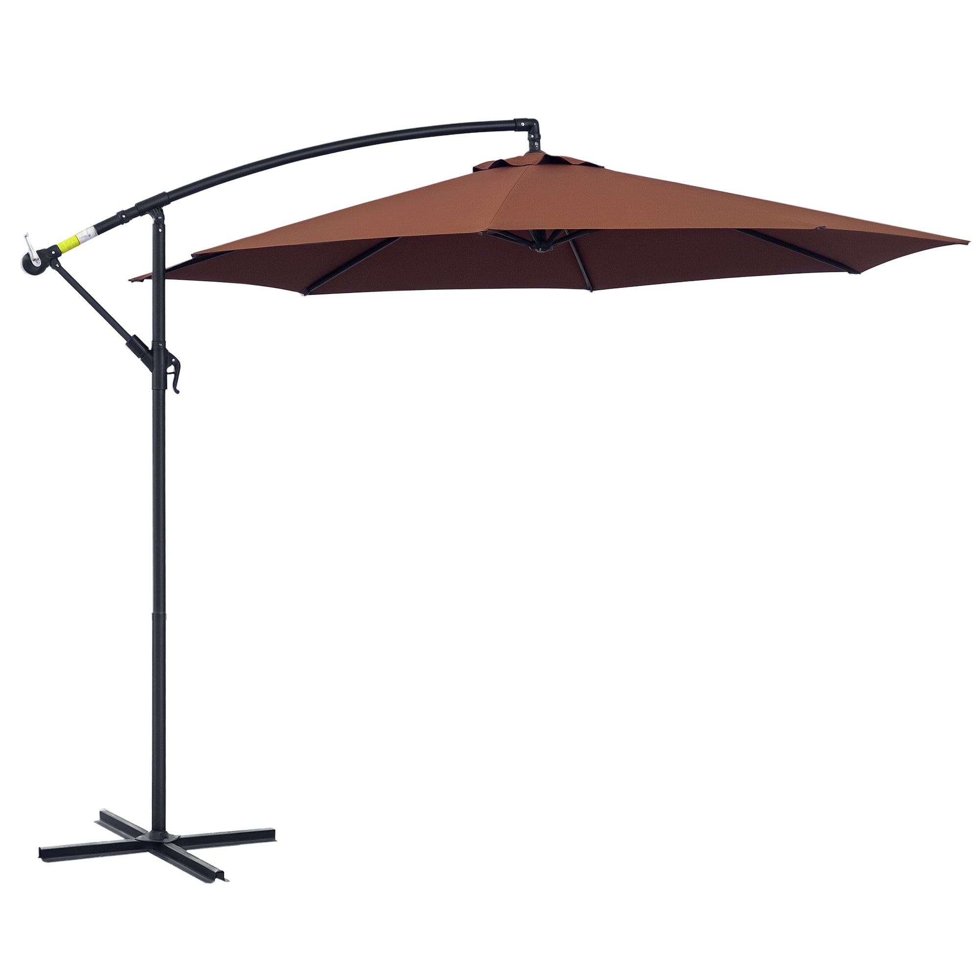 Parasol autoportant Outsunny 3x2,5 m avec manivelle, Acier et Polyester, Marron