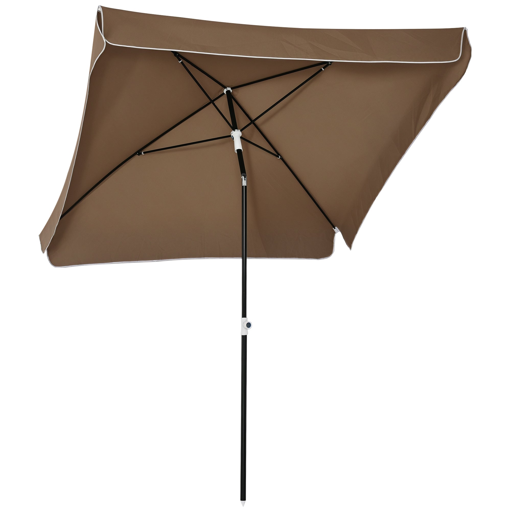Outsunny 2x2 m Sonnenschirm für den Außenbereich mit verstellbarem und tragbarem quadratischen Dach, Metall und Polyester, Kaffee