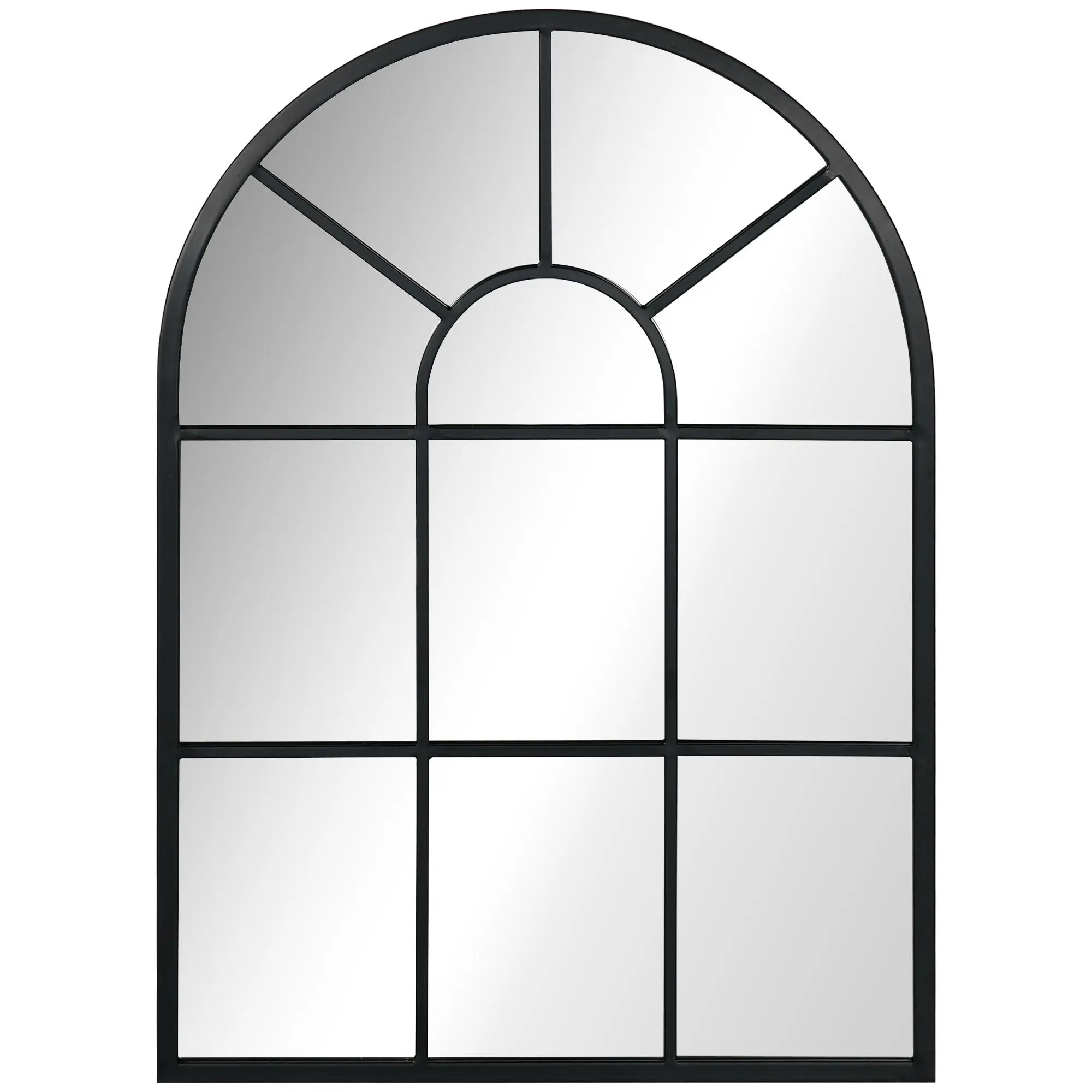 Wall Mirror 70 x 50 cm Window Mirror with Metal Frame Decorative Hanging Mirror for Bedroom Living Room, Black