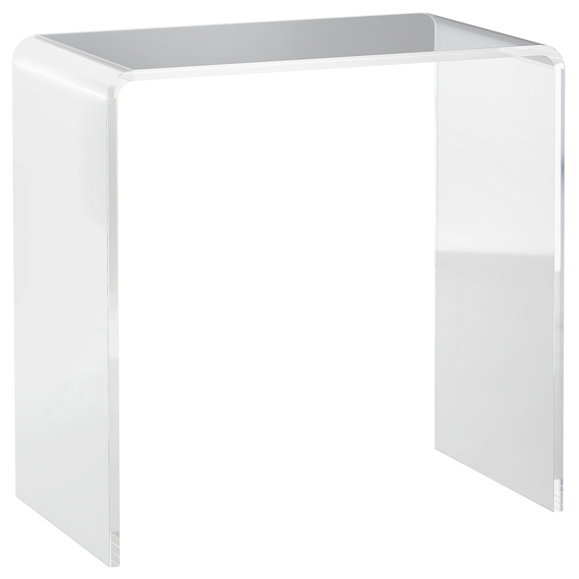 HOMCOM U-fërmeg Acryl Kaffi Tisch, Modernen Tisch mat Glat Kanten a Ronn Ecken, 53.5x30.5x53.5 cm, Transparant