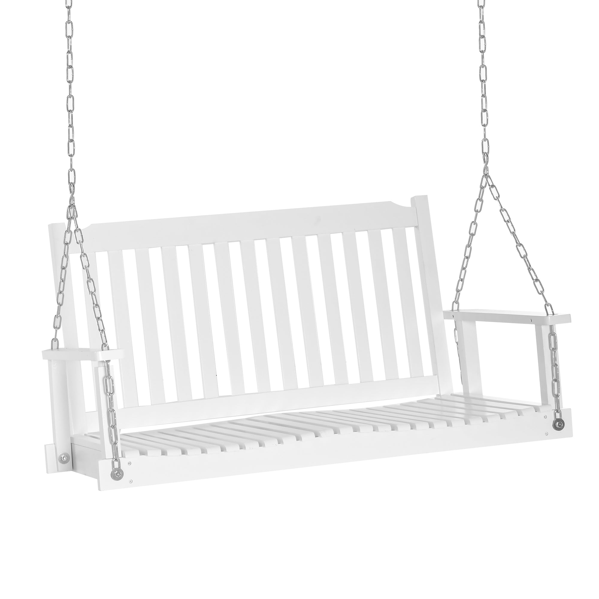 Outsunny Have Slynge til 2 Personer Slyngebænk Hængende Bænk Massiv Træ Patio Terrasse Baghave Hvid 117 x 69 x 60 cm