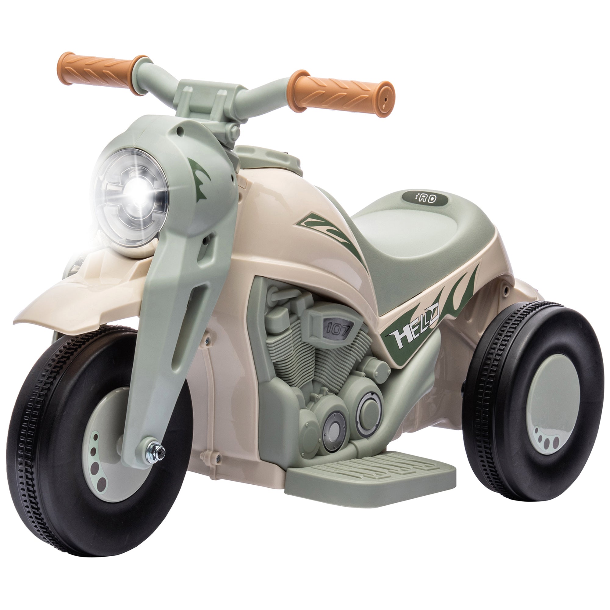 Kids Electric Motorcycle, 6V Children's Motorcycle with Music, Bubbles, Kids Vehicle with Headlight, 2.5-3 km/h, for 2-5 Years Kids, max. 30 kg, Cream White