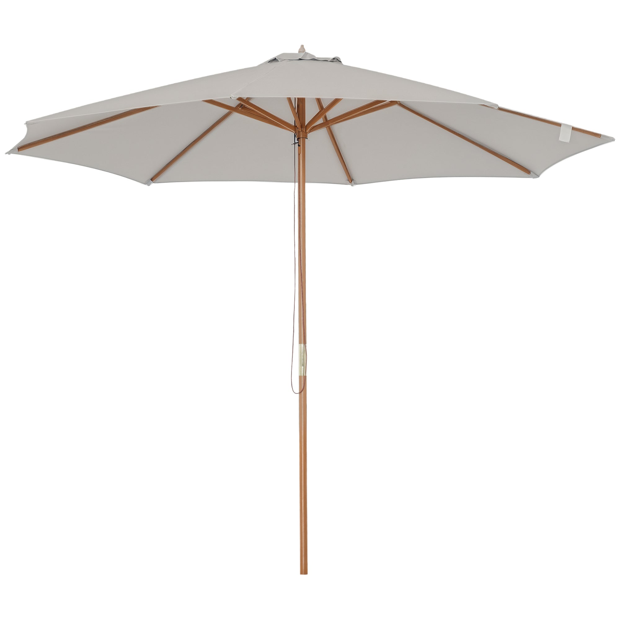 Outsunny Saules Umbra Ø 300 cm, Saules Umbra ar UV Aizsardzību Balkona Umbra no Koka Pludmales Umbra stabila Tirgus Umbra Saules Aizsardzība Pludmalei Terasei Dārzam, Pelēka