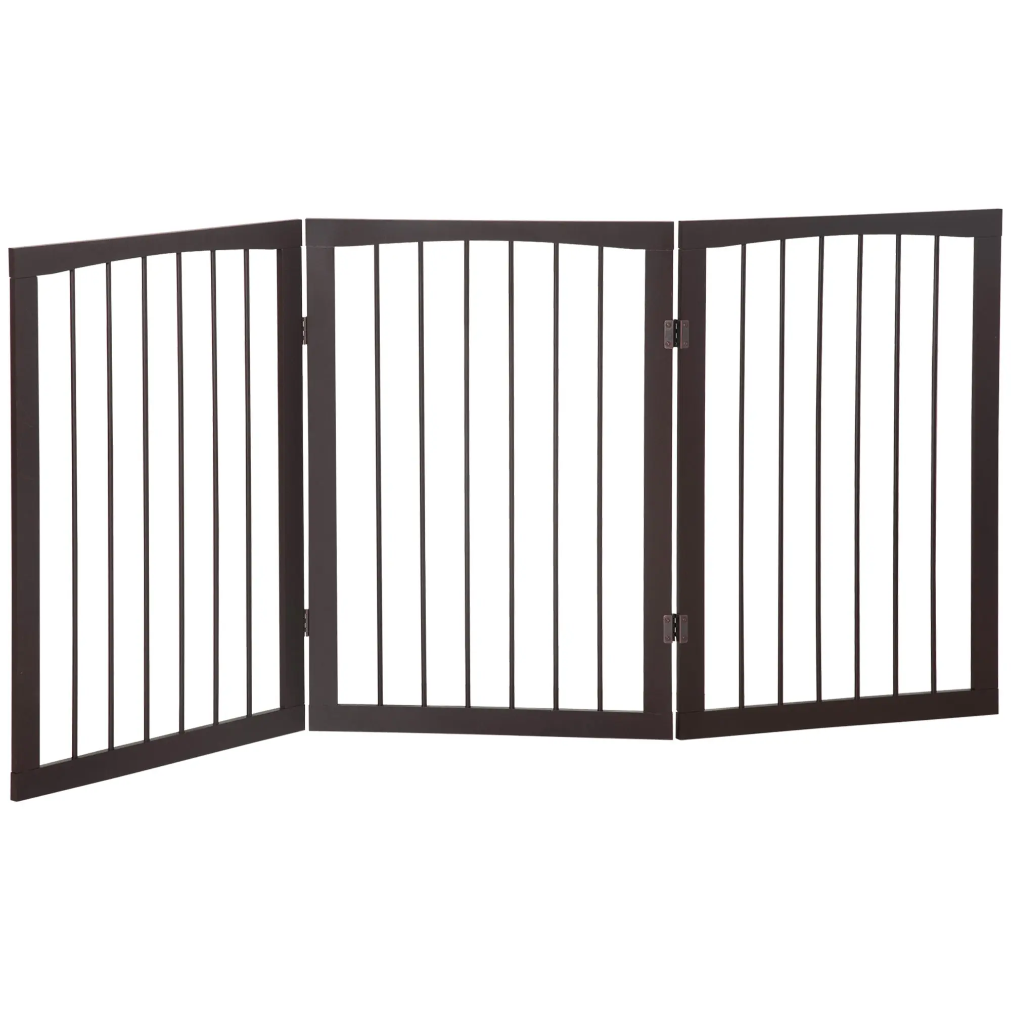 3-Panel Foldable Safety Barrier 160x76 cm Dark Brown Pet Protection Gate for Small Dogs for Doors Stairs Hallways