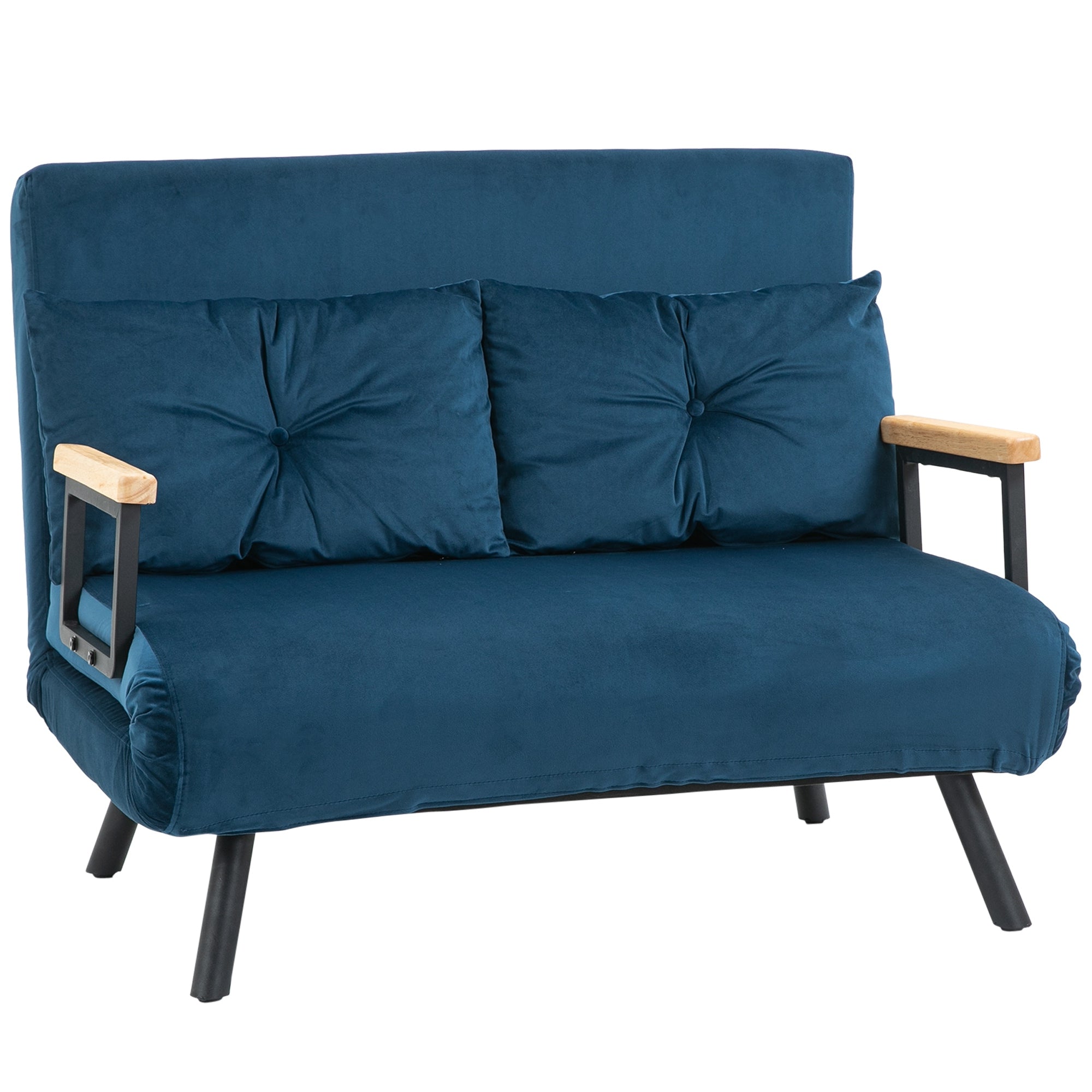 HOMCOM Sängsoffa, Fällsäng med Sängfunktion, Recliner Stol med Ryggkuddar, Polstrad Soffa med Justerbart Ryggstöd, Samtalslook, 102 x 73 x 81 cm, Blå