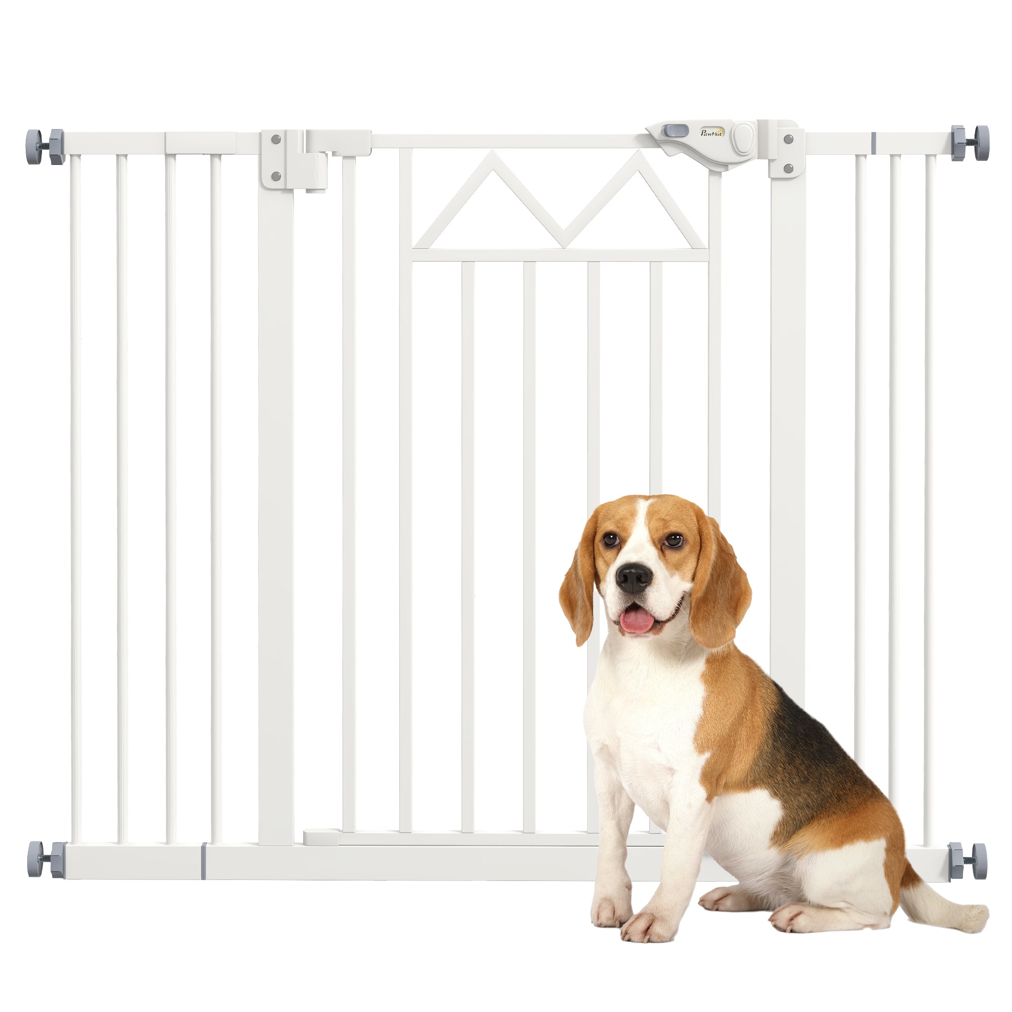 PawHut Hundgrind med 4 Justerbara Skruvar och Klistretape, Metall- och Plastsäkerhetsgrind, 74-100x76cm, Vit