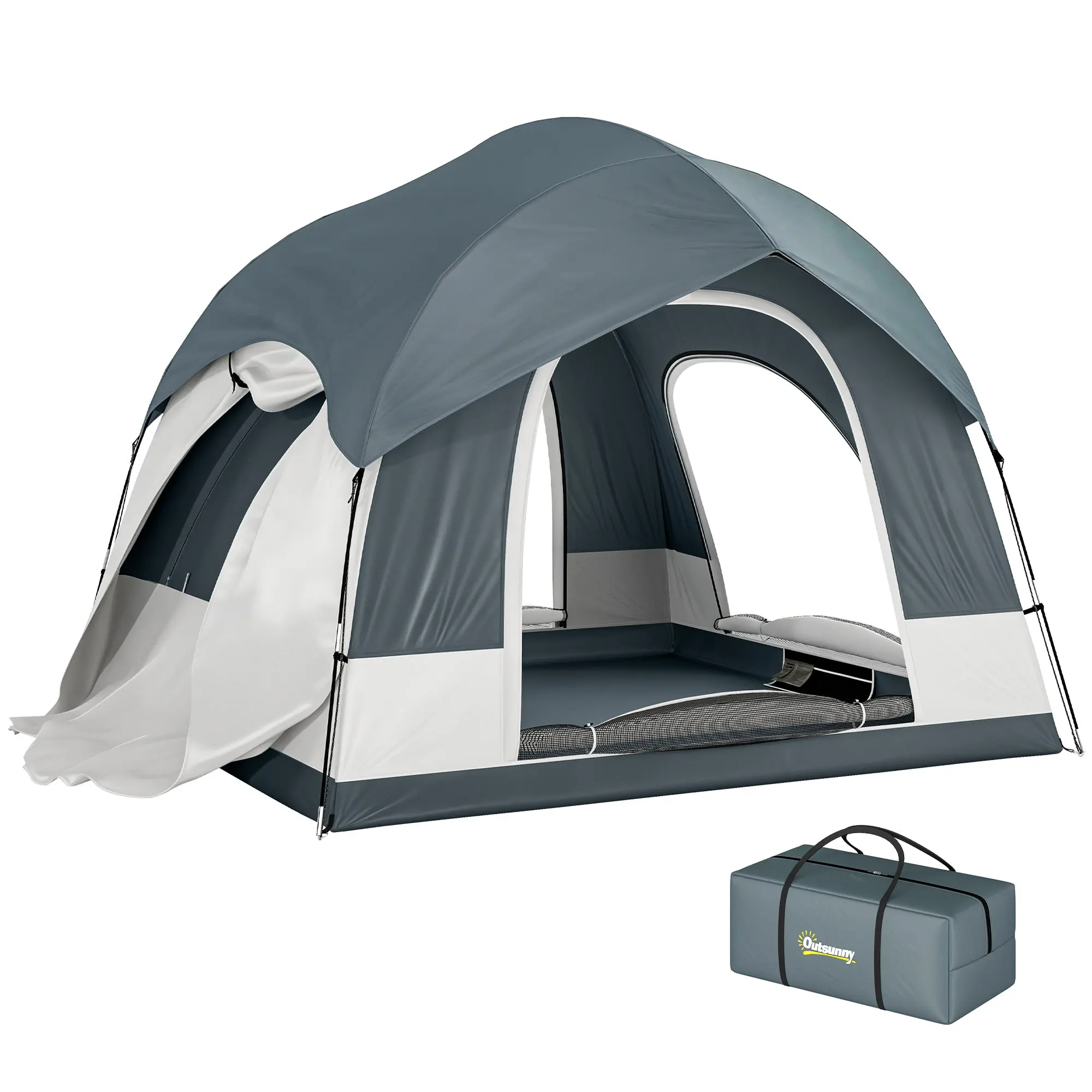 2–4 Person Family Camping Tent — SUV-Attachable, 3 Doors, 2.0 m (6.6 ft) Peak, 3000 mm Waterproof, Dark Blue