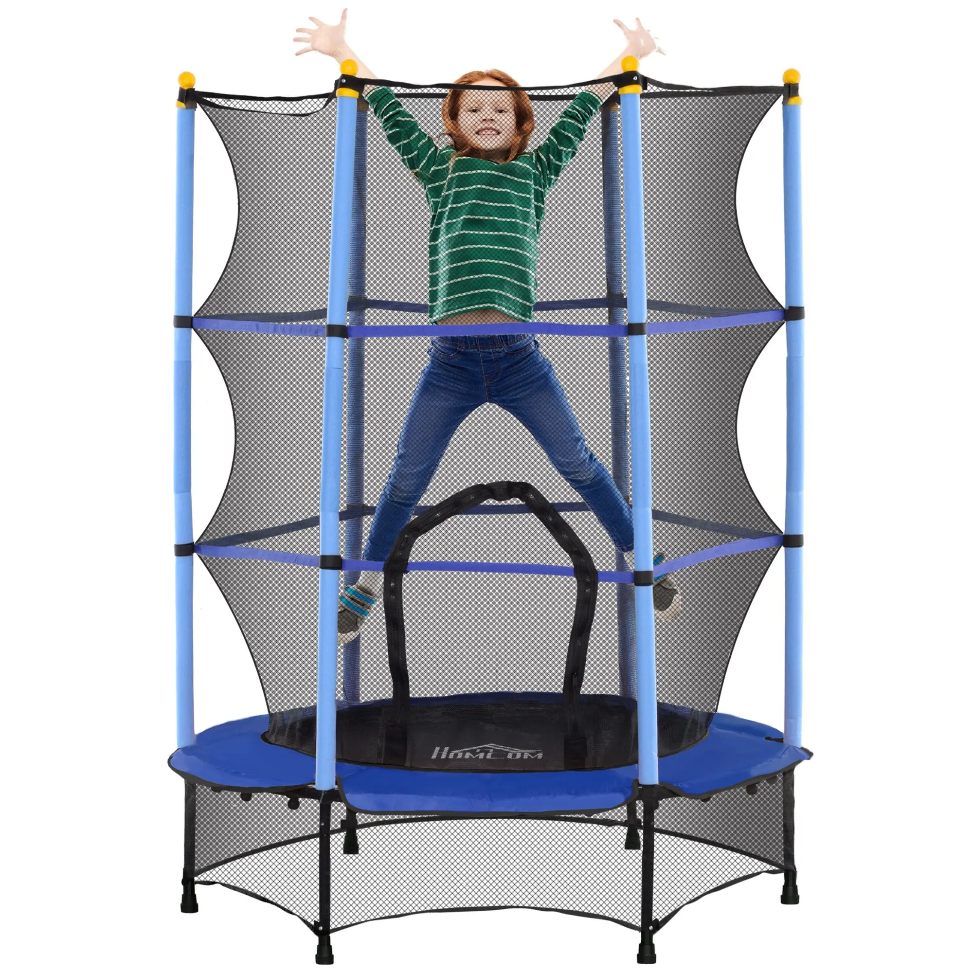 Kids Trampoline ?140 cm, Trampoline with Safety Net, Edge Cover, Garden Trampoline for Children 3-10 Years, Up to 50 kg, Blue