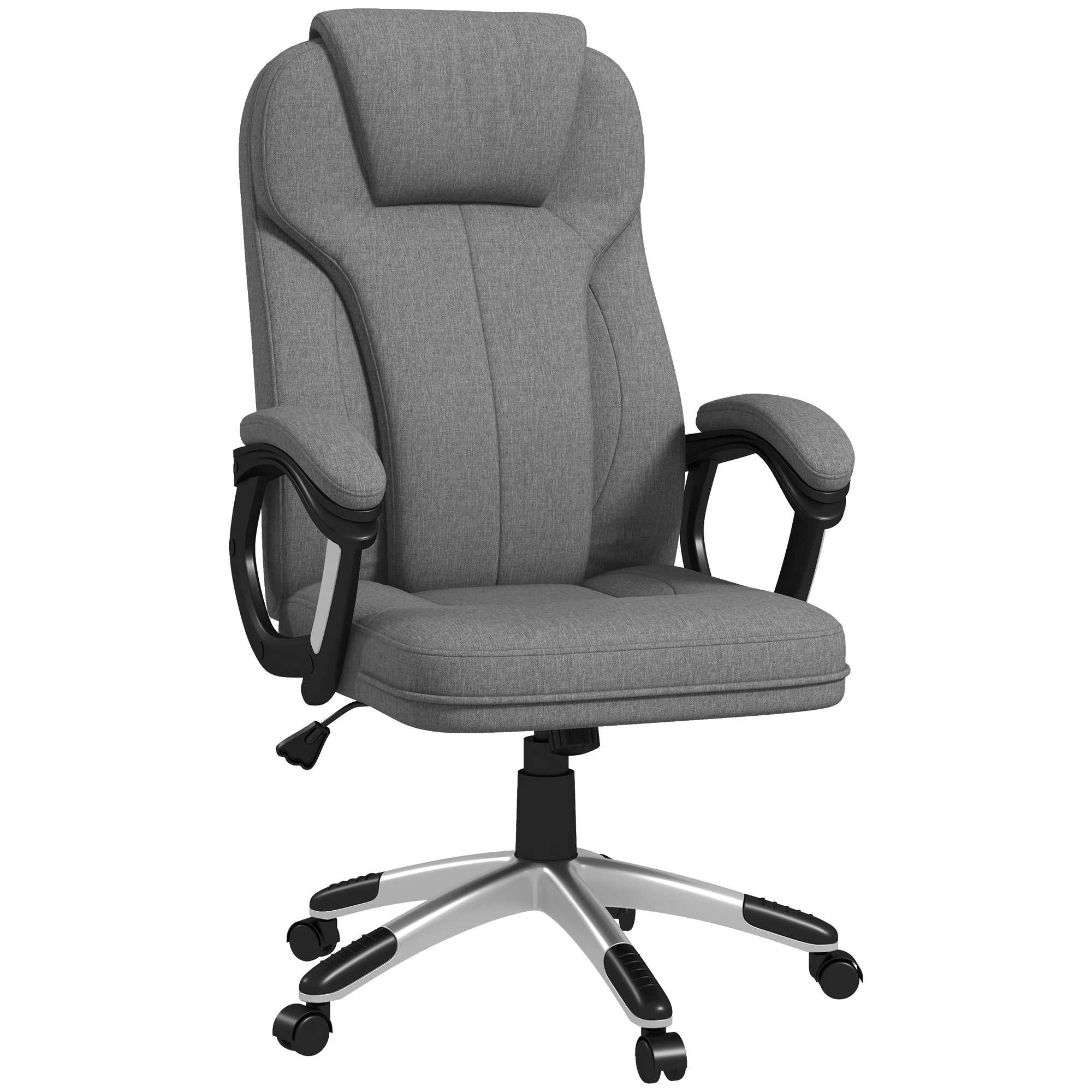 Vinsetto Büro Stull Computer Stull Swivel Stull Héichtverstellbar Schaukelfunktion mat Kappstëtz a gepolsterten Armlehnen Ergonomesch Grouss Lenne 66 x 75cm x 110-120 cm
