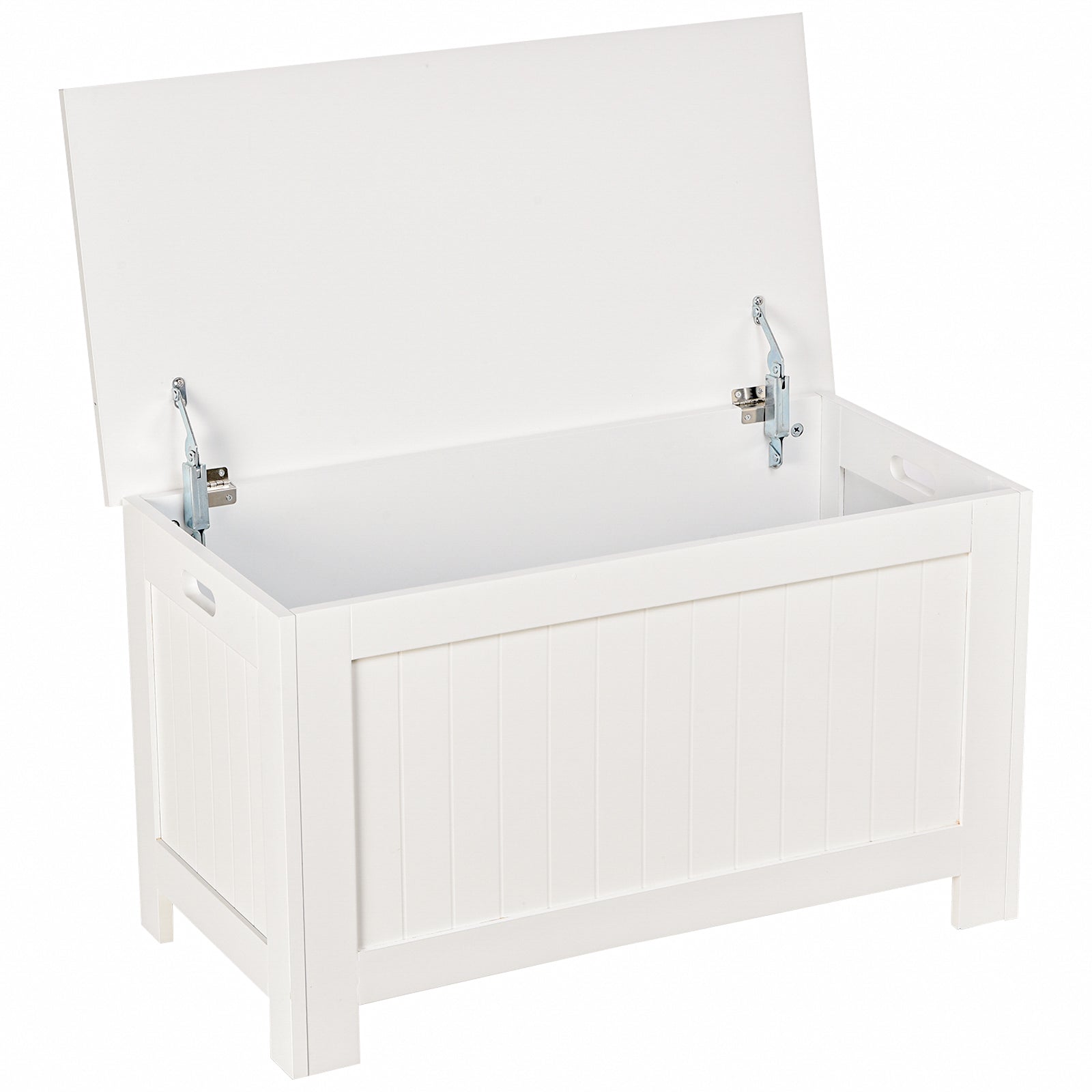 Bedroom Storage Trunk Storage Bench with Lid Versatile Storage Trunk with Safety Hinge for Hallway Living Room 81x40x46 cm White