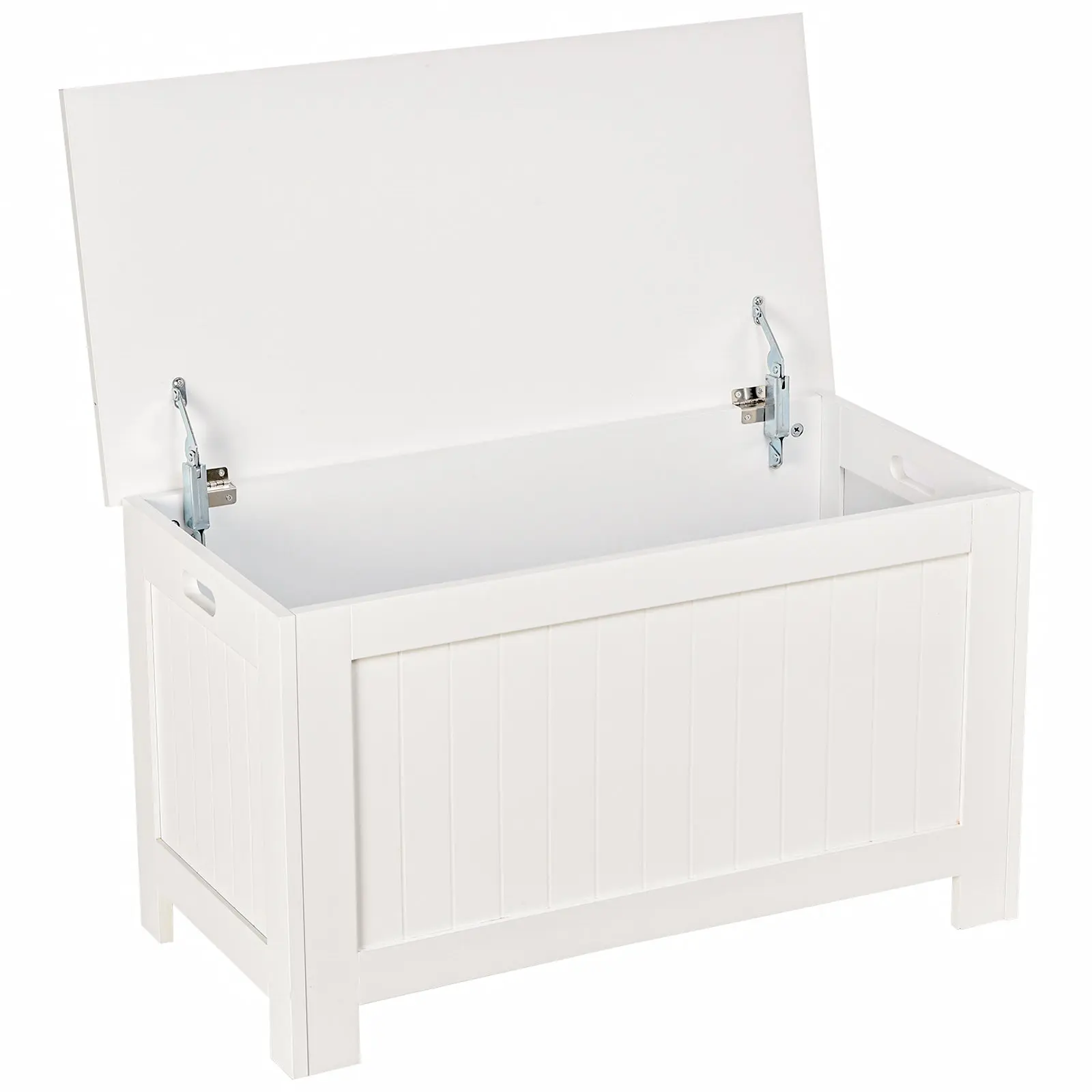 Bedroom Storage Trunk Storage Bench with Lid Versatile Storage Trunk with Safety Hinge for Hallway Living Room 81x40x46 cm White