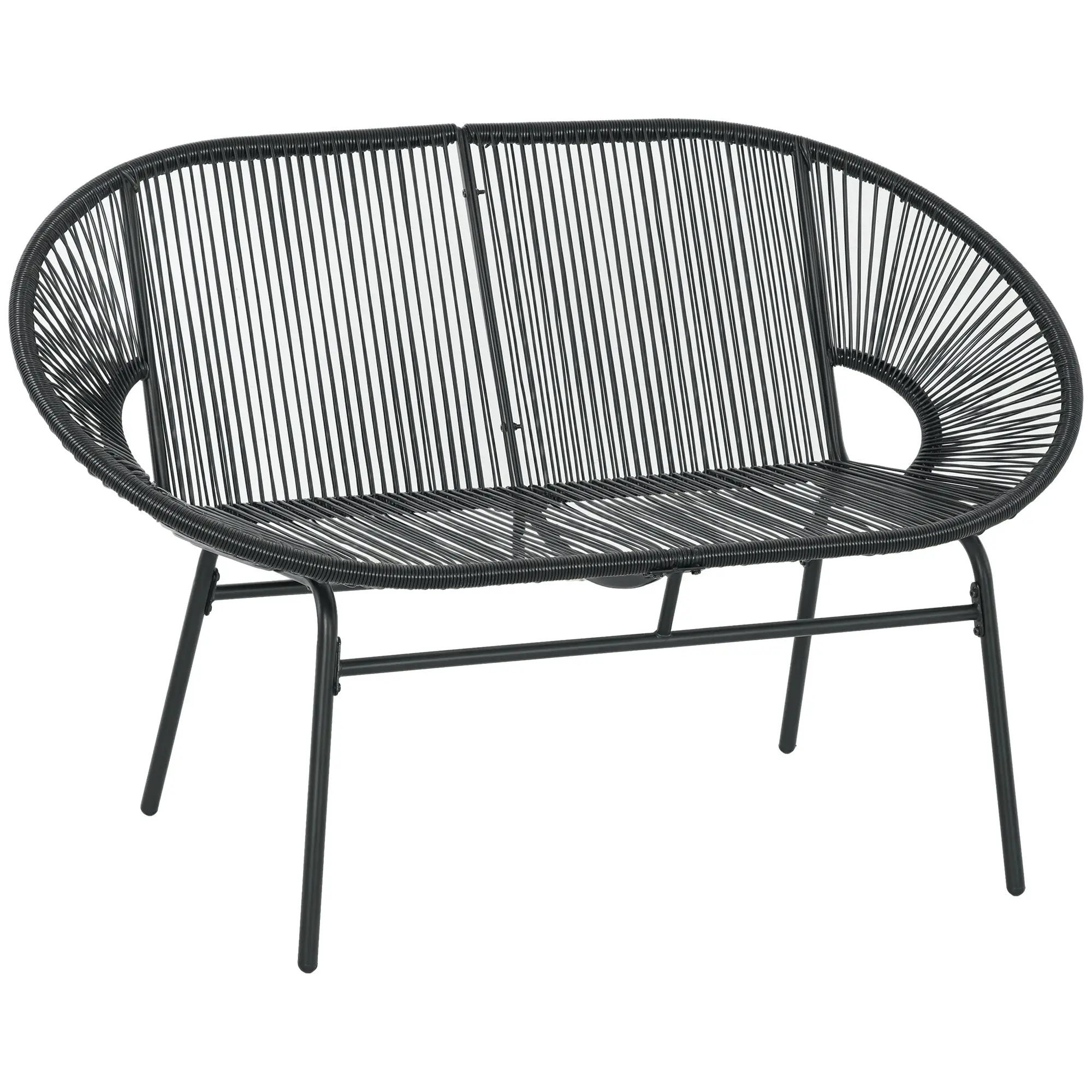 Rattan Armchair, Outdoor Chair made of Polyrattan, Weatherproof Garden Chair up to 260kg load capacity, Garden Chairs for Garden Balcony, Porch, Patio, Black