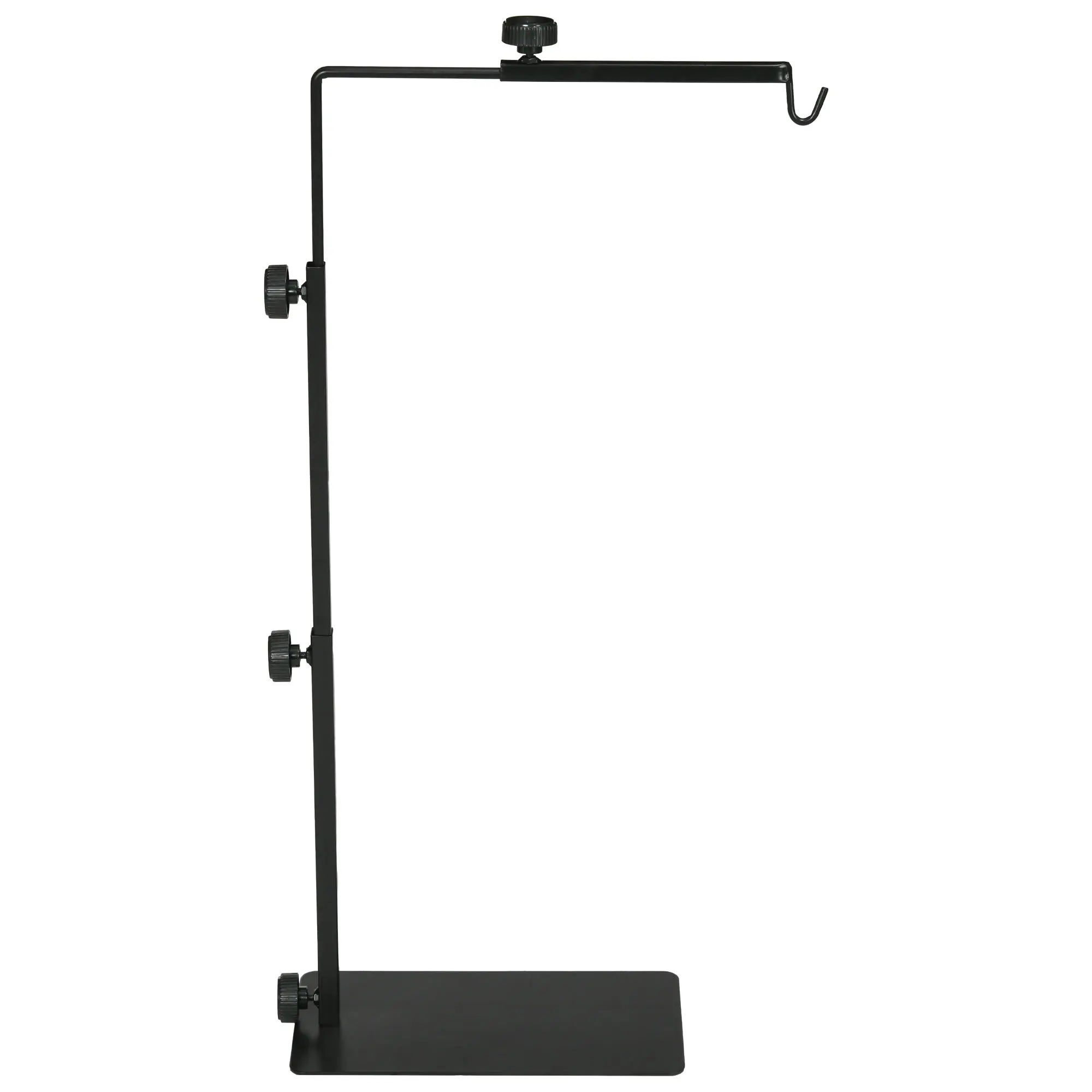 Reptile Lamp Stand, Adjustable Heat Lamp Holder with Base, 4 Wire Slots, Lamp Holder for Reptiles, Turtles, Centipedes, Steel, Black