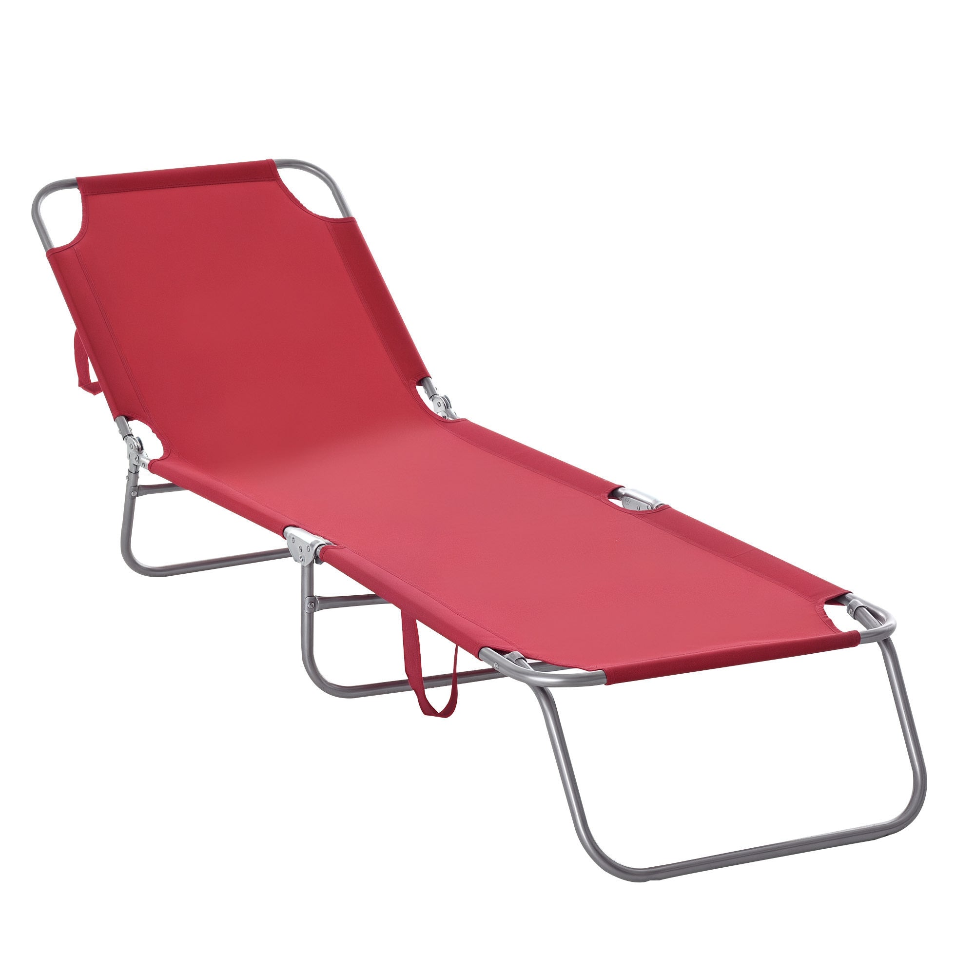 Foldable Sun Lounger Garden Lounger, Lounger Chair with 5-Position Adjustable Backrest, Weatherproof Camping Lounger, Garden Chair up to 120 kg load capacity, for Garden Holiday Outdoor Beach Pool, Burgundy