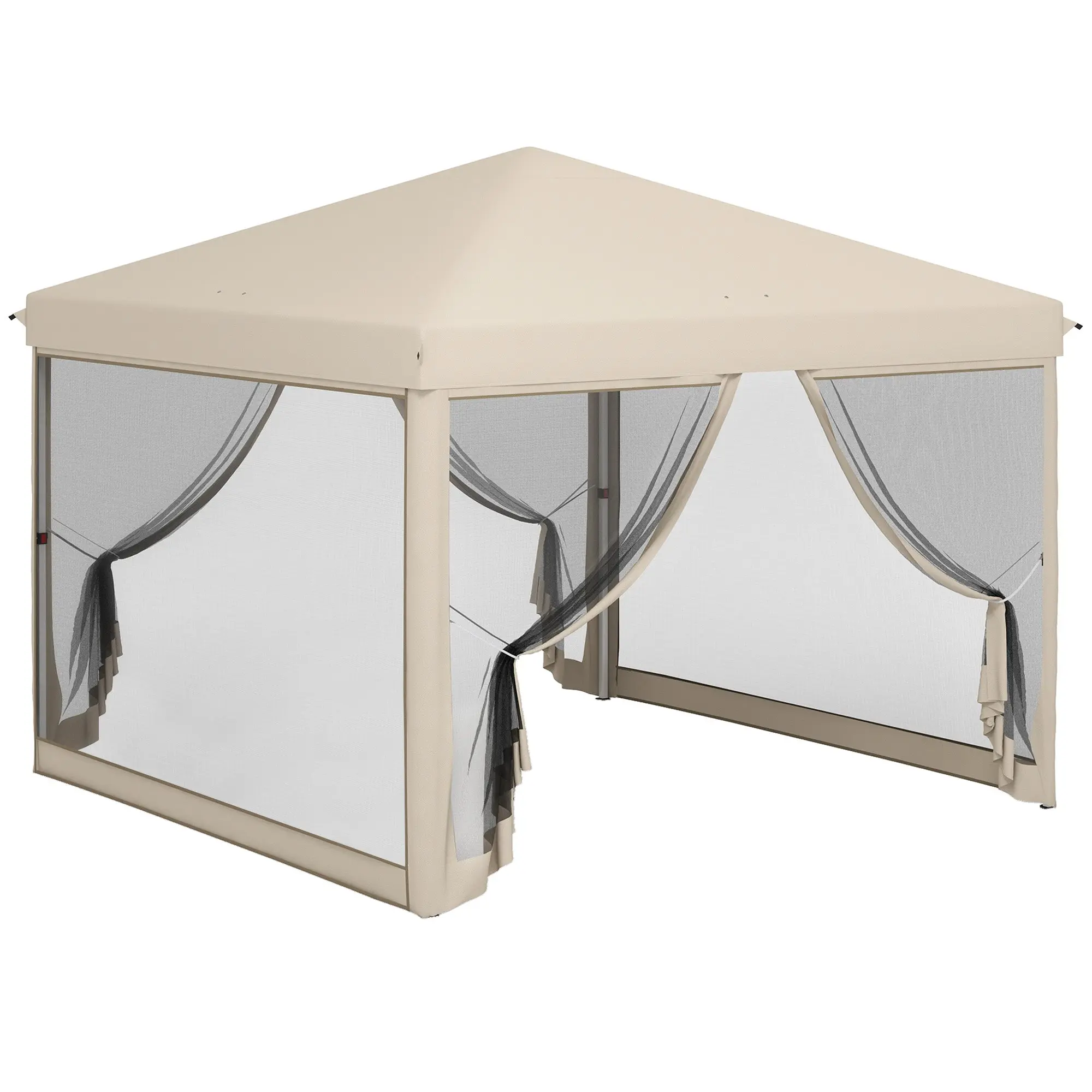 3x3 Folding Gazebo Outdoor Canopy with Mosquito Nets, Adjustable Height Steel Frame, Oxford Fabric, Carry Bag – Portable Garden Party & Camping Tent