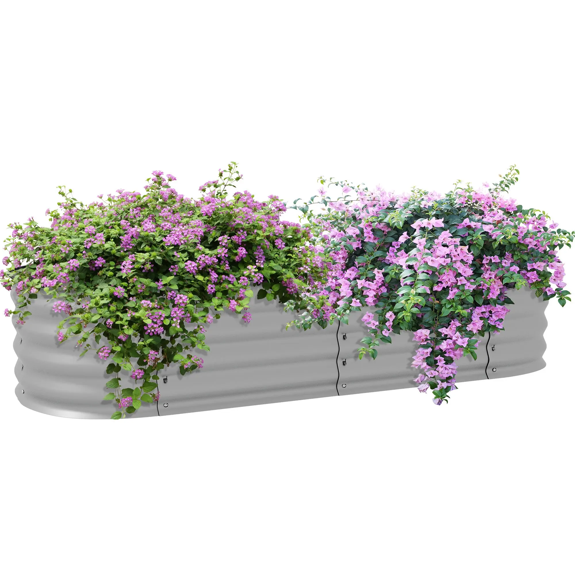 Metal Raised Bed, Planter Box, Vegetable Bed, DIY Planter with Open Bottom, Herb Bed for Garden, Balcony, Silver 150 x 62 x 30 cm