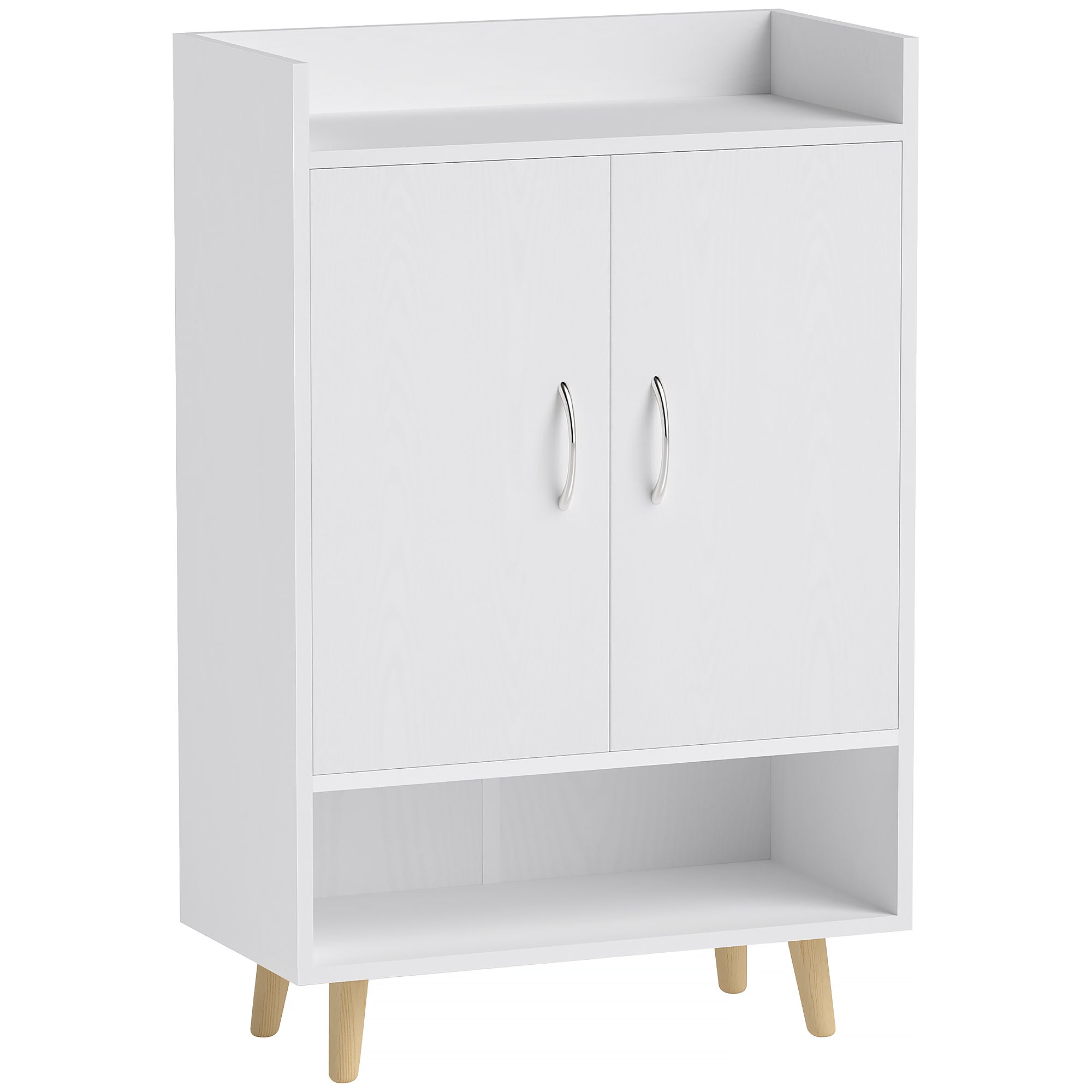 Shoe Cabinet Shoe Rack Slim with 4 Compartments Shoe Storage for 12 Pairs of Shoes, Entryway 60 x 30 x 92 cm, White