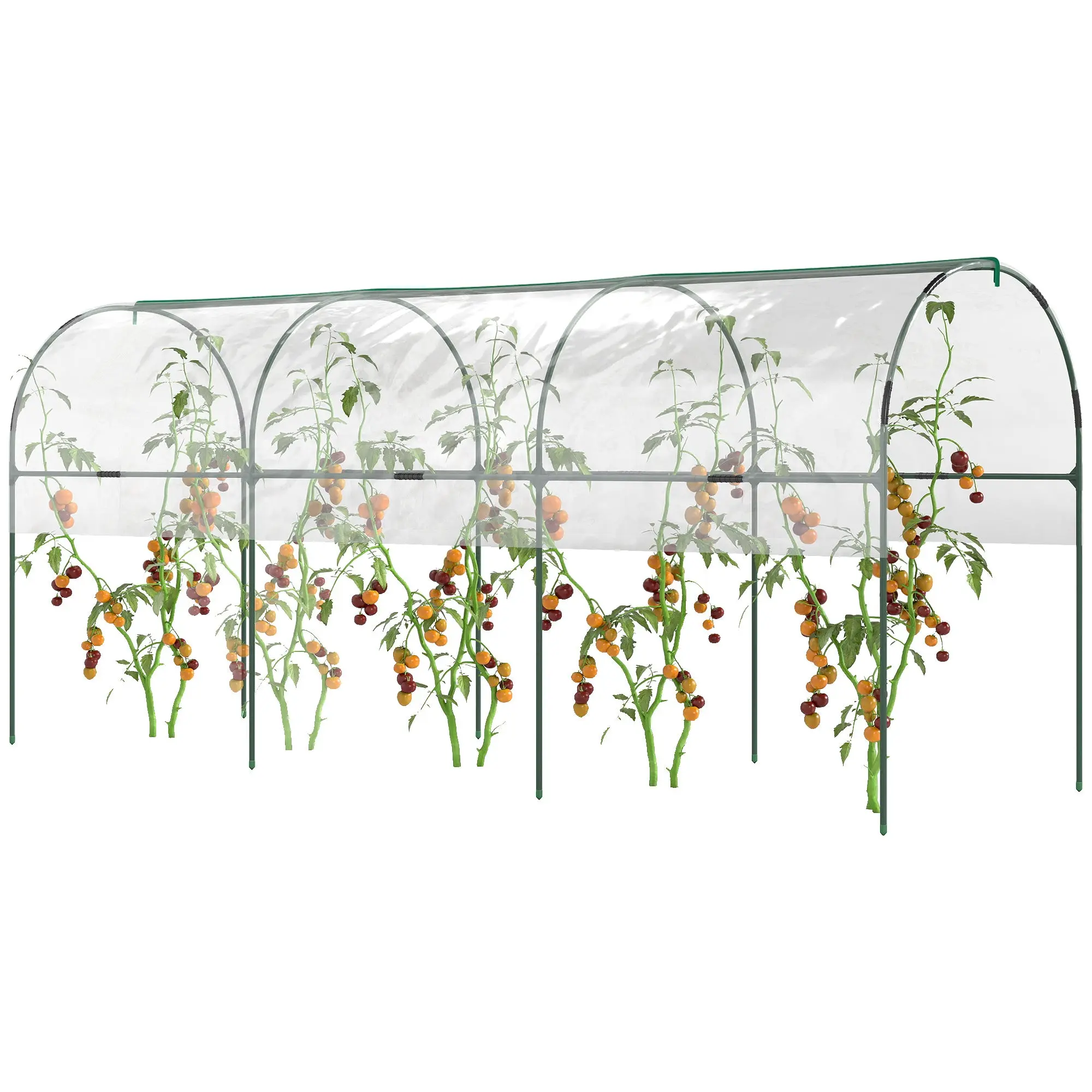Garden Greenhouse, Tomato Greenhouse, Reinforced Tarpaulin, Steel Frame, for Vegetables Plants Flowers, Outdoor, 400 x 123 x 171 cm, Transparent