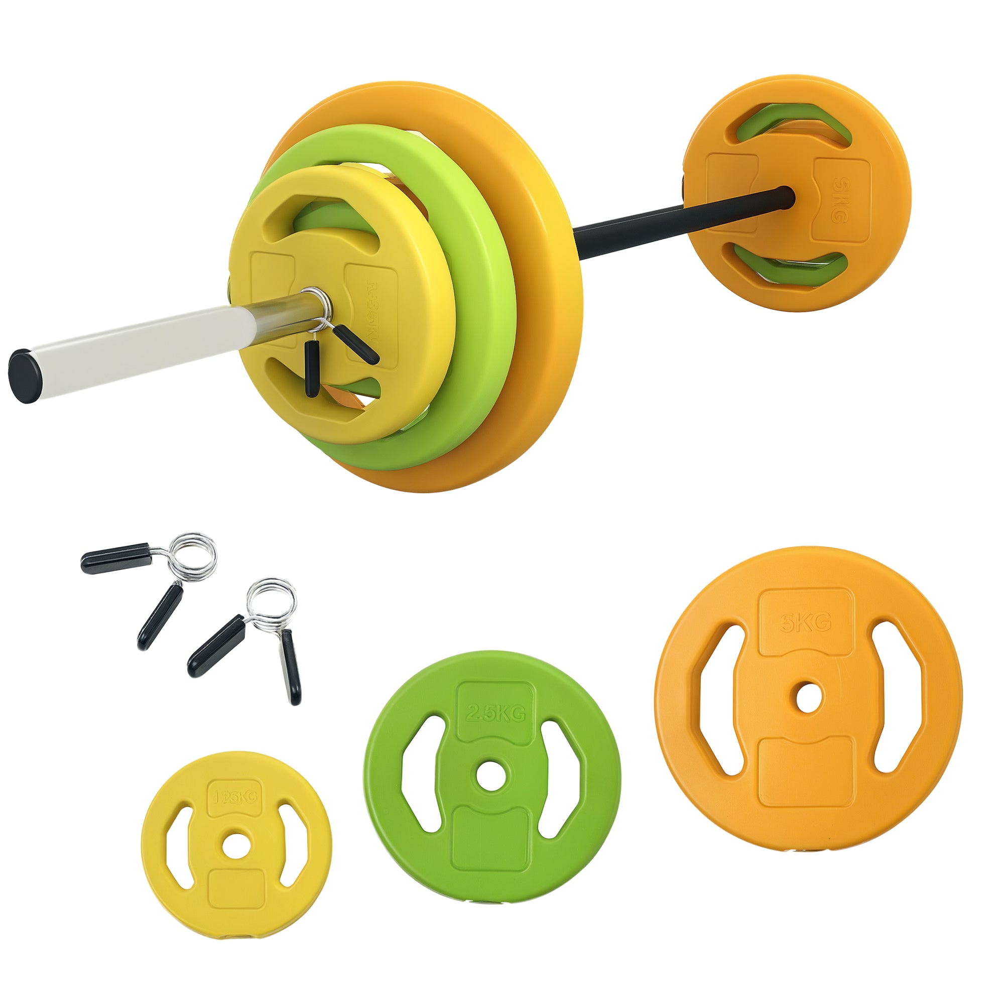 HOMCOM 20kg Dumbbell Set METALL Dumbbells mat Verbinderstang, Anti-Rutsch Handgripp, Gewiicht Trainingsset fir doheem
