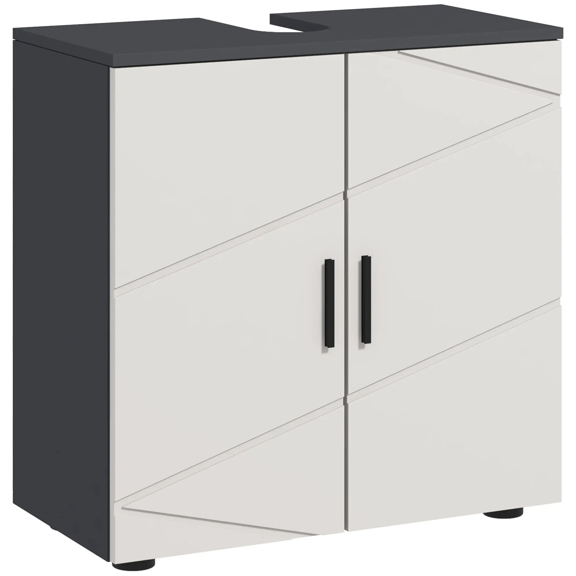 Under Sink Cabinet with Adjustable Shelf, Vanity Cabinet with Handle, Bathroom Cabinet with Tip-Over Protection, Gray, 60 x 30 x 60 cm