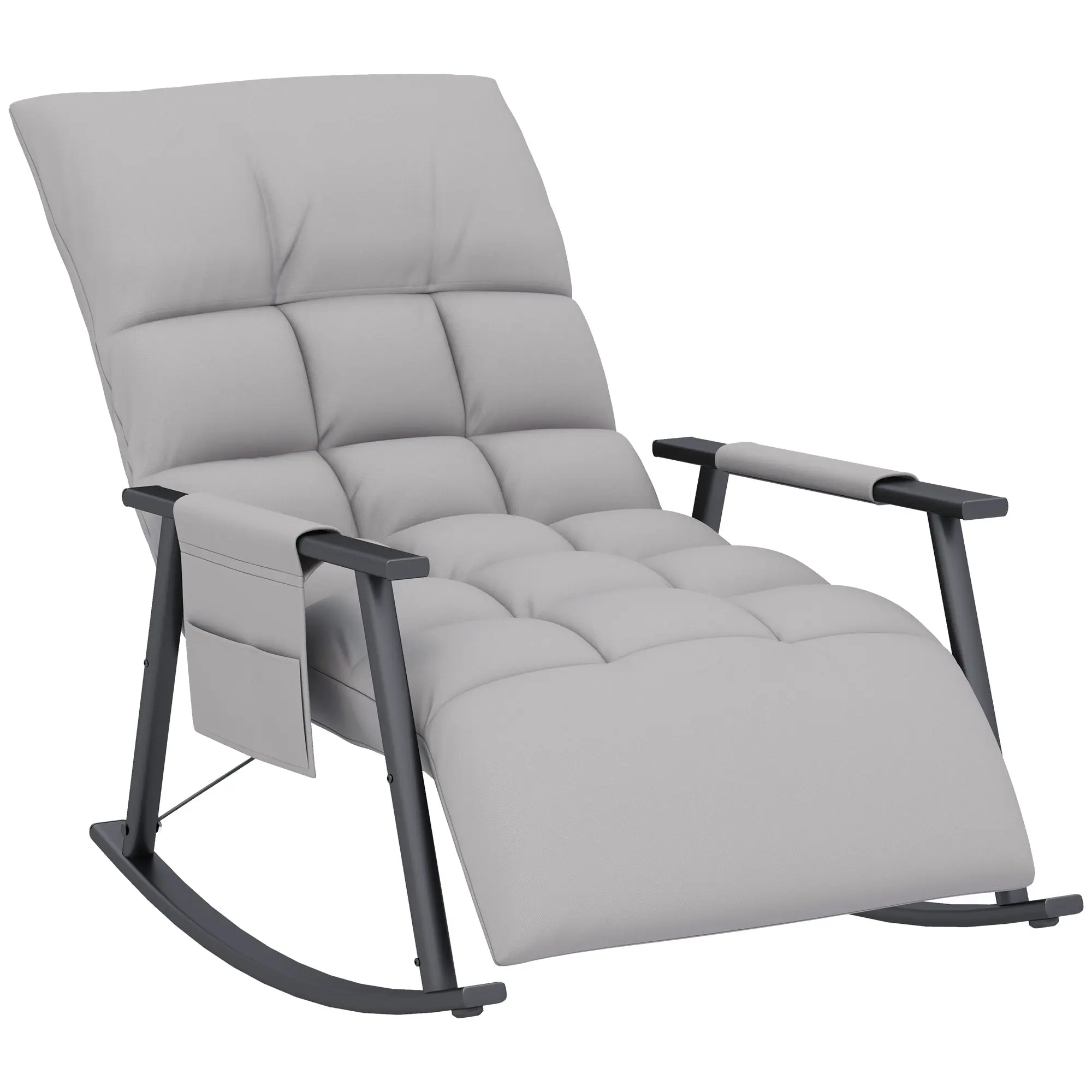 Rocking Chair Recliner with Footrest, Rocking Chair with Side Pocket, Adjustable Backrest Rocking Chair for Living Room, up to 120 kg, Microfiber Cloth, Gray