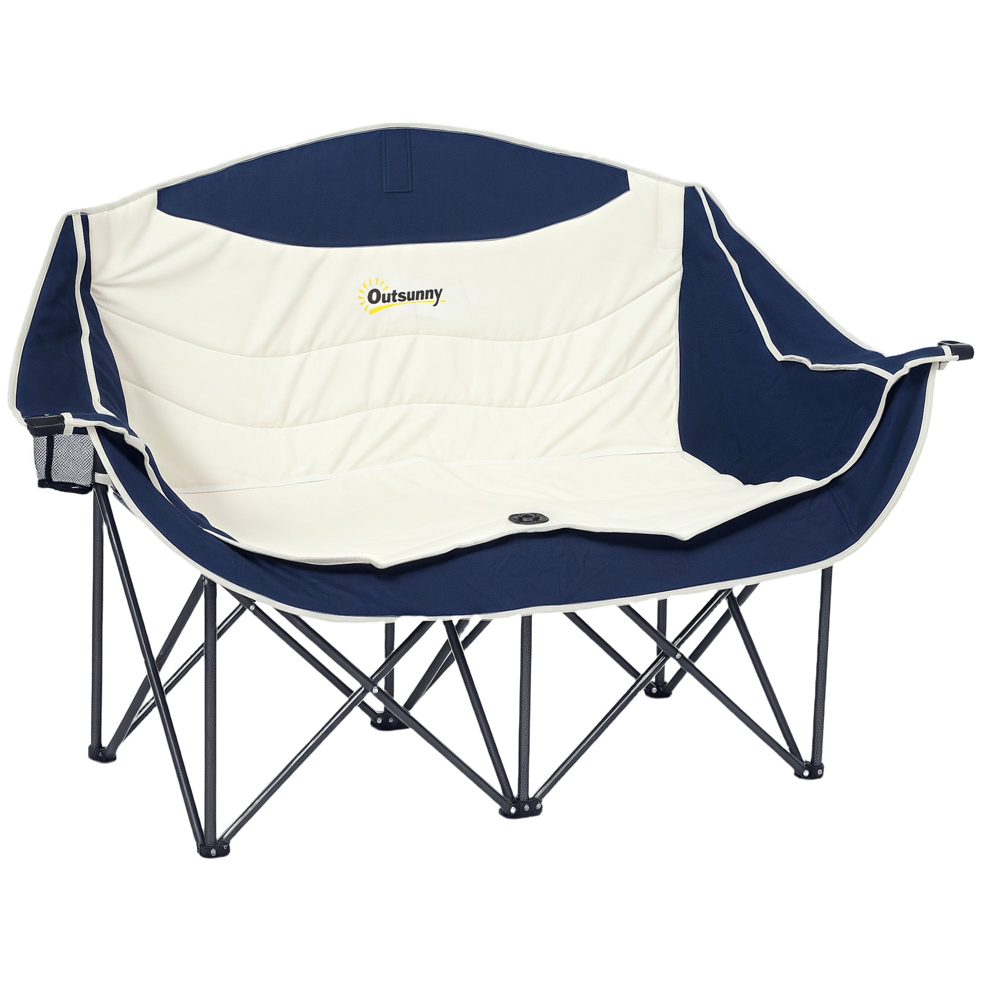 Outsunny Klapp-Campingstuhl für 2 Personen mit Getränkehaltern & Tragetasche – Gepolstert, belastbar bis 250 kg