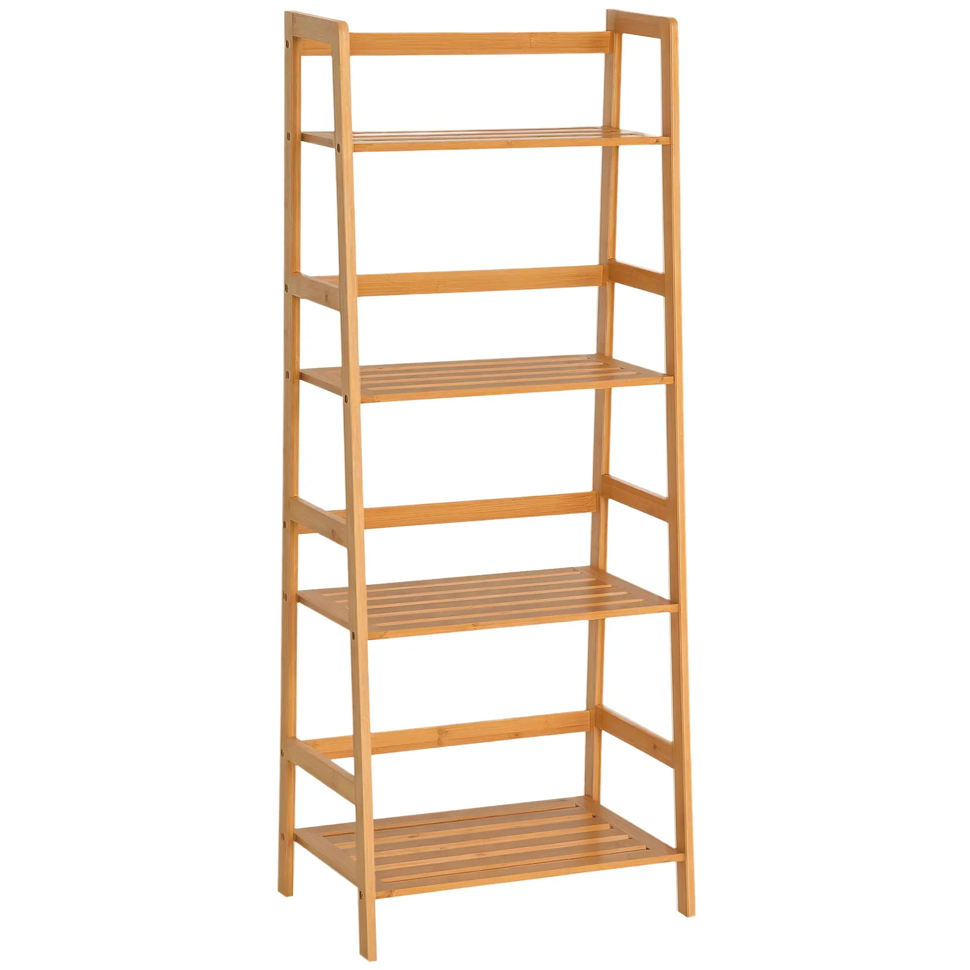 Bookshelf Display Shelf with 4 Tiers Bamboo Storage Shelving Unit for Living Room, Bedroom, Office, Natural