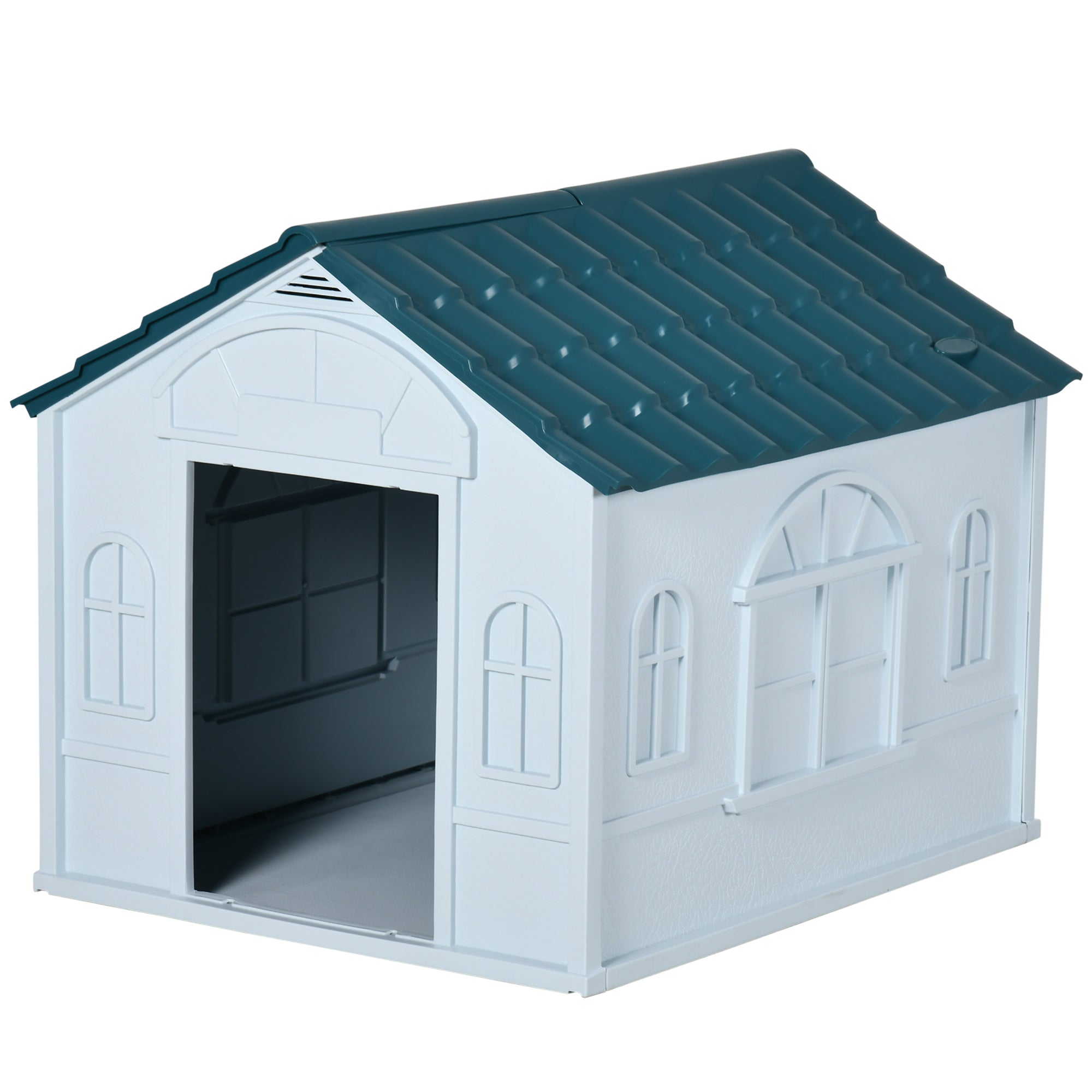 PawHut Weiße Außenhundehütte für kleine und mittelgroße Hunde - 65 x 75,7 x 63 cm