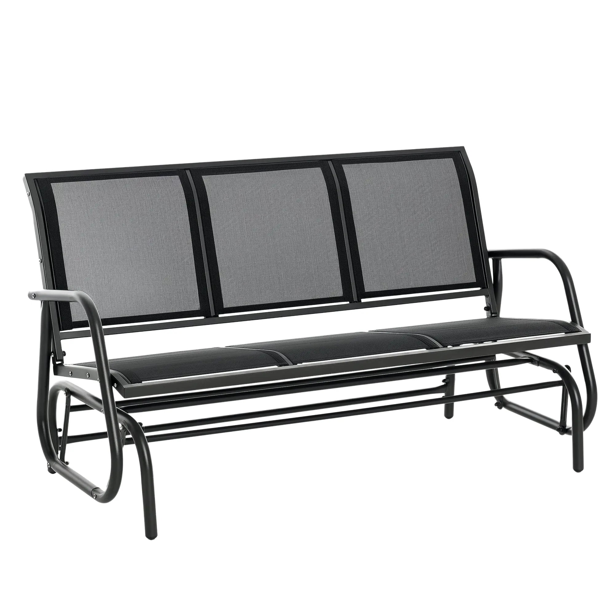 Outdoor 3-Seater Swing Chair Rocking Garden Bench with Breathable Mesh, Sturdy Metal Frame, Load Capacity 300 kg, Patio Furniture Dark Grey