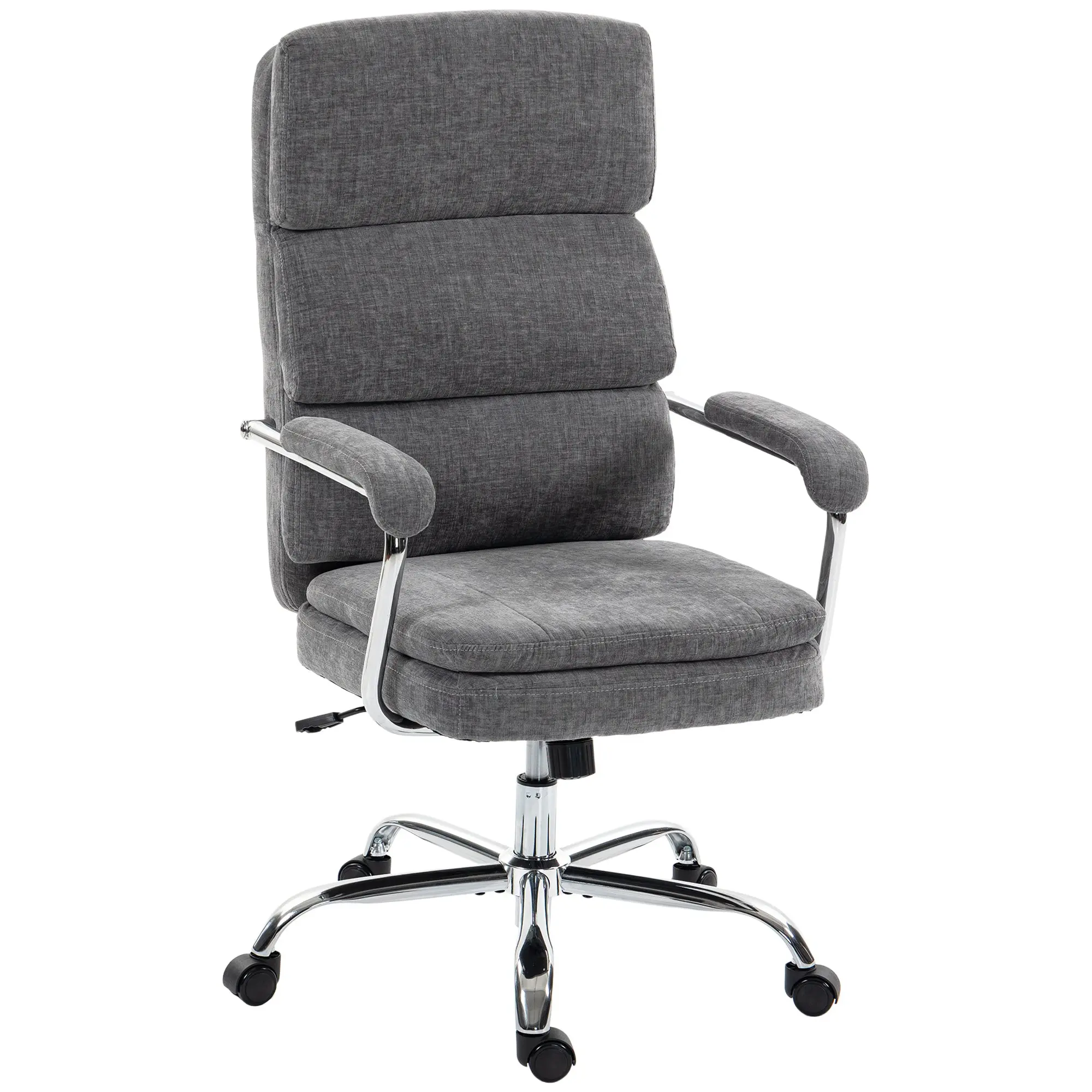 Ergonomic Chenille Office Chair with Padded Armrests, Adjustable Height & Tilt, 360° Swivel, Gray
