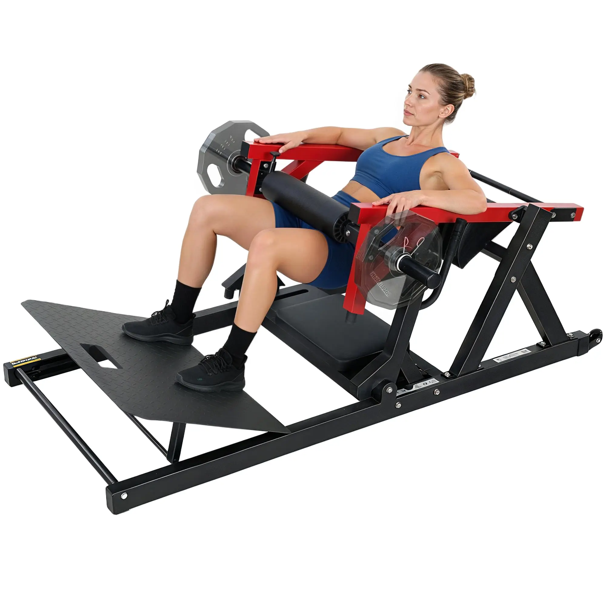 SPORTNOW Hip Thrust Machine for Glutes — Adjustable Footplate, Weight Holders, PU Pads, Wheels, 595 lb Capacity — Home & Gym
