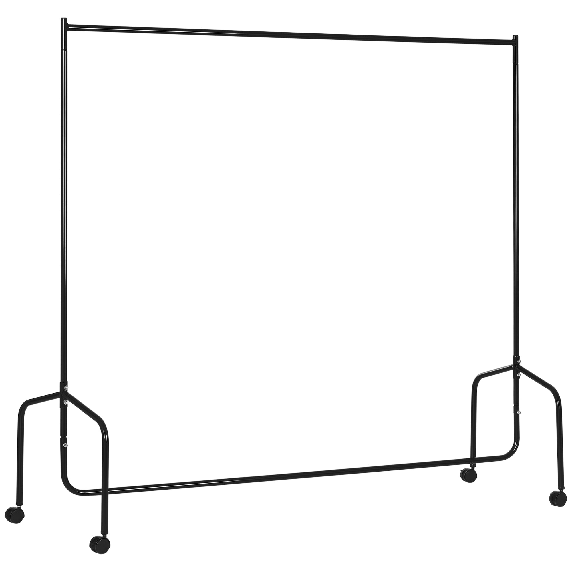 HOMCOM Kleiderständer mit Rollen Robuste Kleiderstange Garderobenständer Belastung 140 kg 180 x 60 x 170 cm Schwarz Stahl