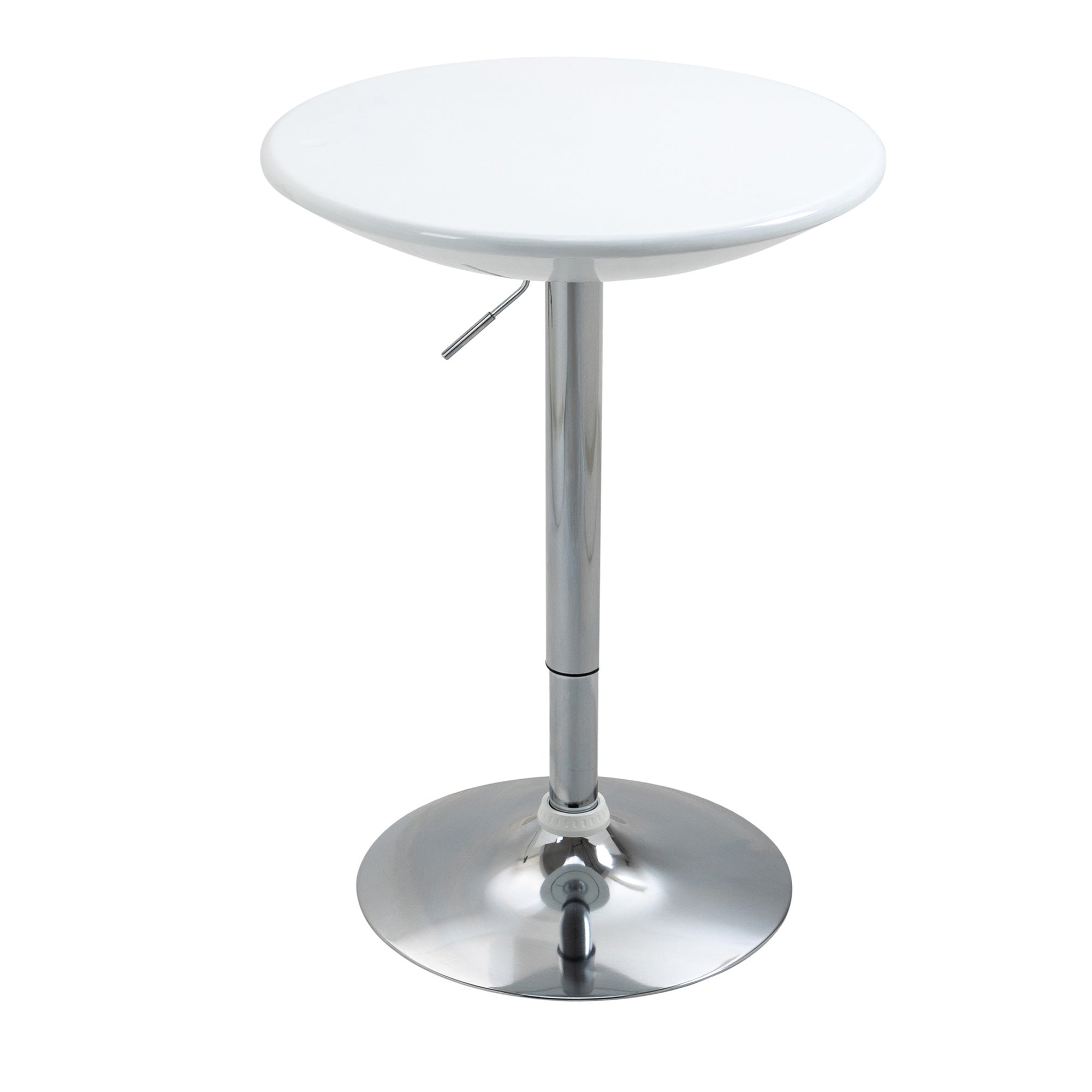 HOMCOM Bar Tafel Moderne Eettafel Hoogteverstelbare Bistro Tafel Bar Tafel Bureau Rond Metaal ABS Coating Wit Ø61 x 76-97 cm