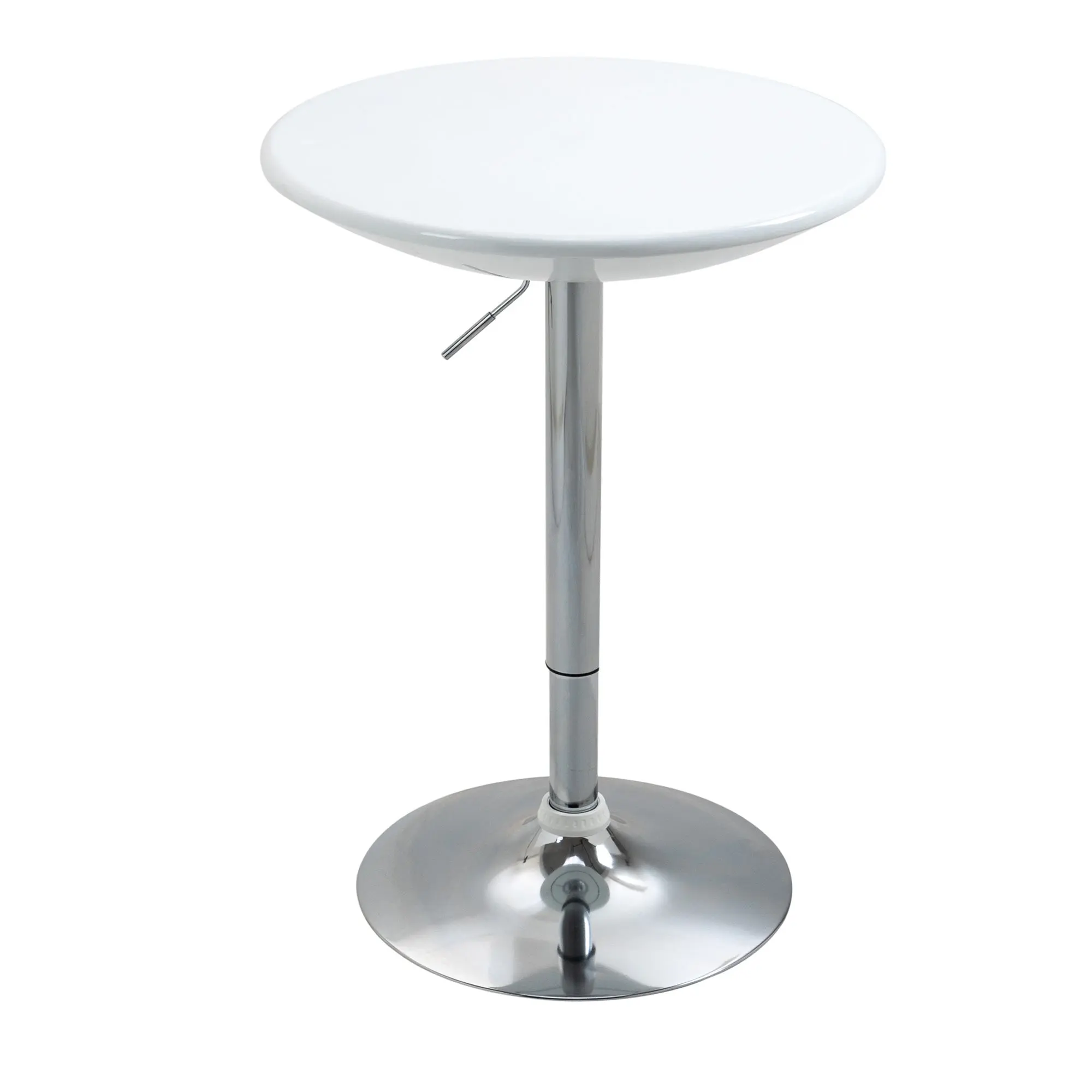 Bar Table Modern Dining Table Height-Adjustable Bistro Table Bar Table Desk Round Metal ABS Coating White ?61 x 76-97 cm