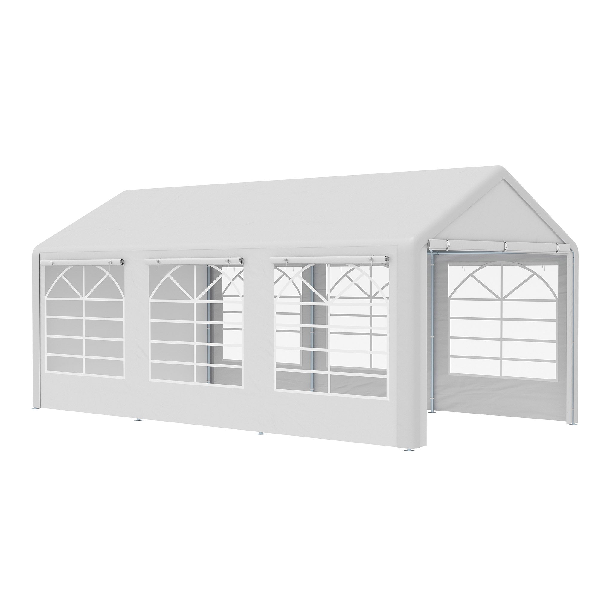 Outsunny Pavillon Party Zelt 3x6m Garten Pavillon mit 4 Seitenwänden und Fenstern Polyester+Metall Weiß