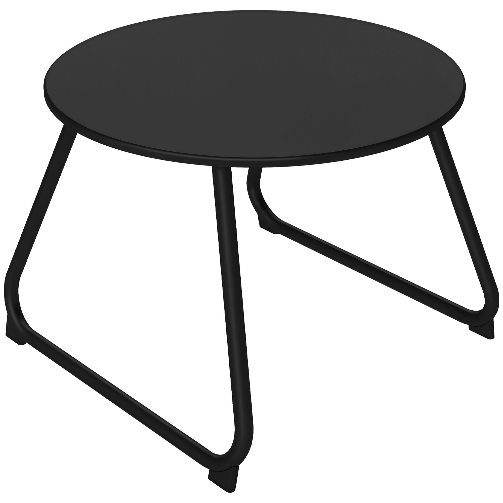 Adjustable Feet Outdoor Side Table ?48x37 cm in Painted Metal, Black