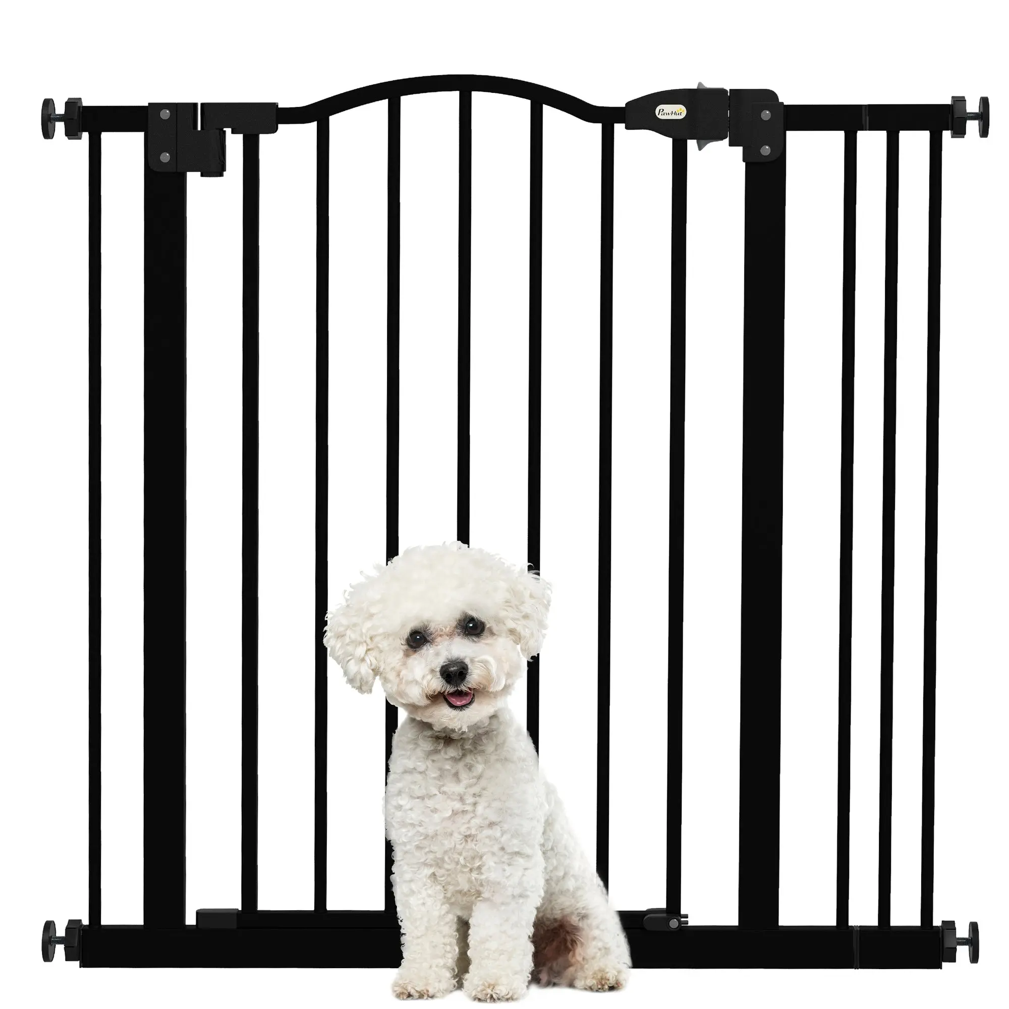 78 cm Indoor Dog Gate, Safety Dog Gate, Extendable Dog Barrier 74-87 cm with Double Lock and Auto Close for Stairs and Door, Black
