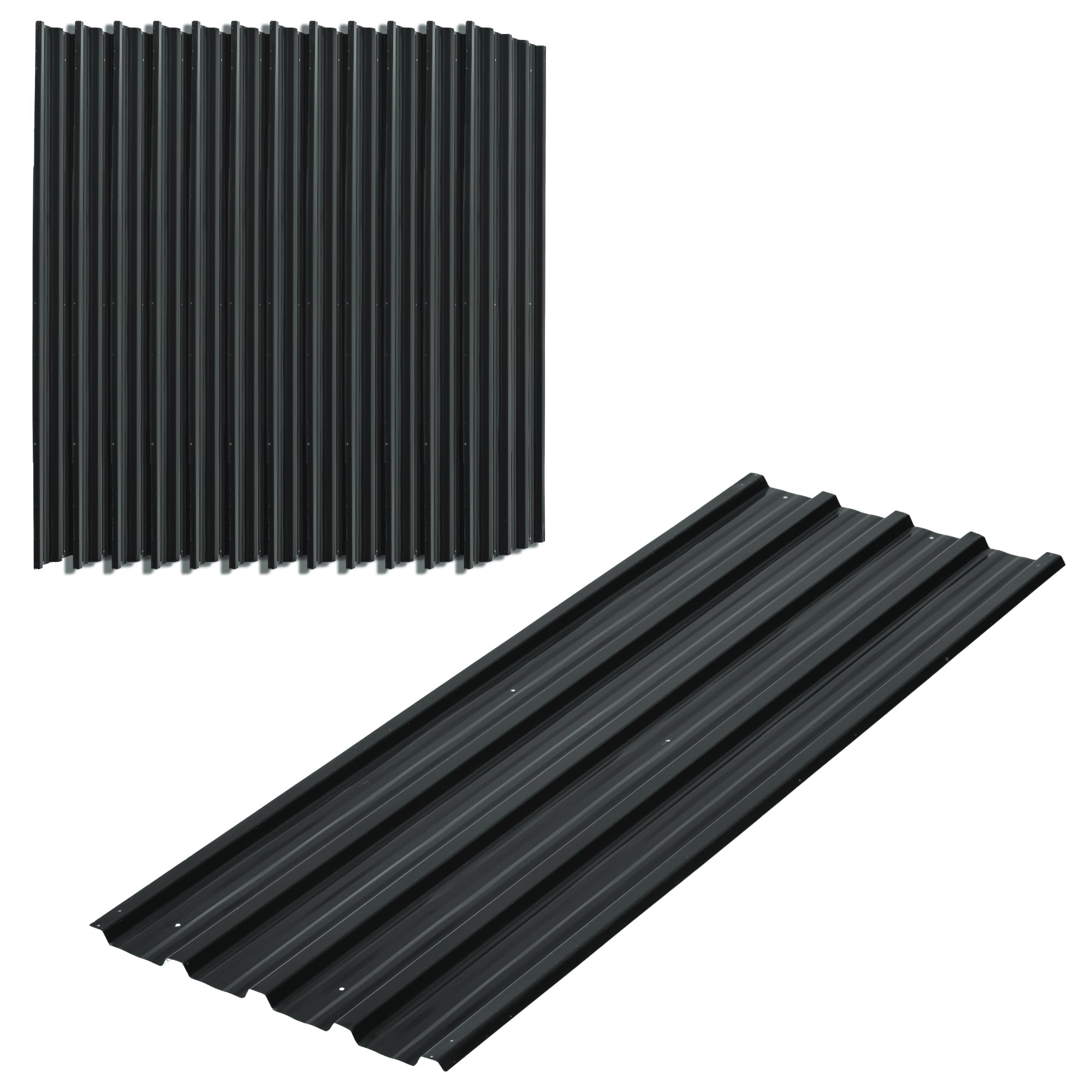 12 Pieces Trapezoidal Sheet 129x45cm 7m? Galvanized Roof Sheet 0.25 mm Weatherproof Profile Sheet Galvanized Steel Roof Panels Steel Sheet Corrugated Panels for Roof Tool Shed Carport Dark Grey